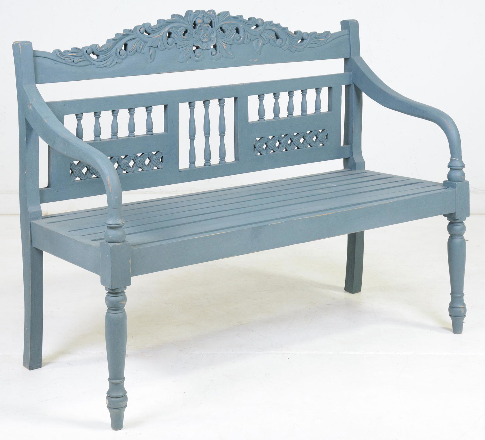 Painted Teak Garden Bench (1 of 3)