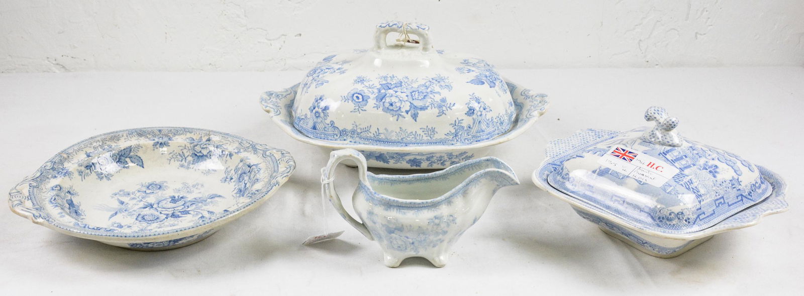4pc Blue / White Asiatic Pheasant China (1 of 5)