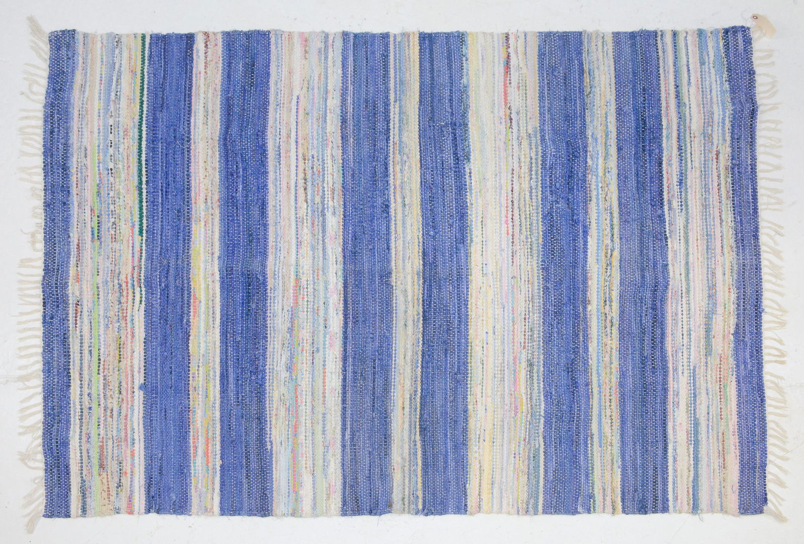 Vintage Swedish Blue / White Rag Rug - 4'5 x 6'4 (1 of 2)