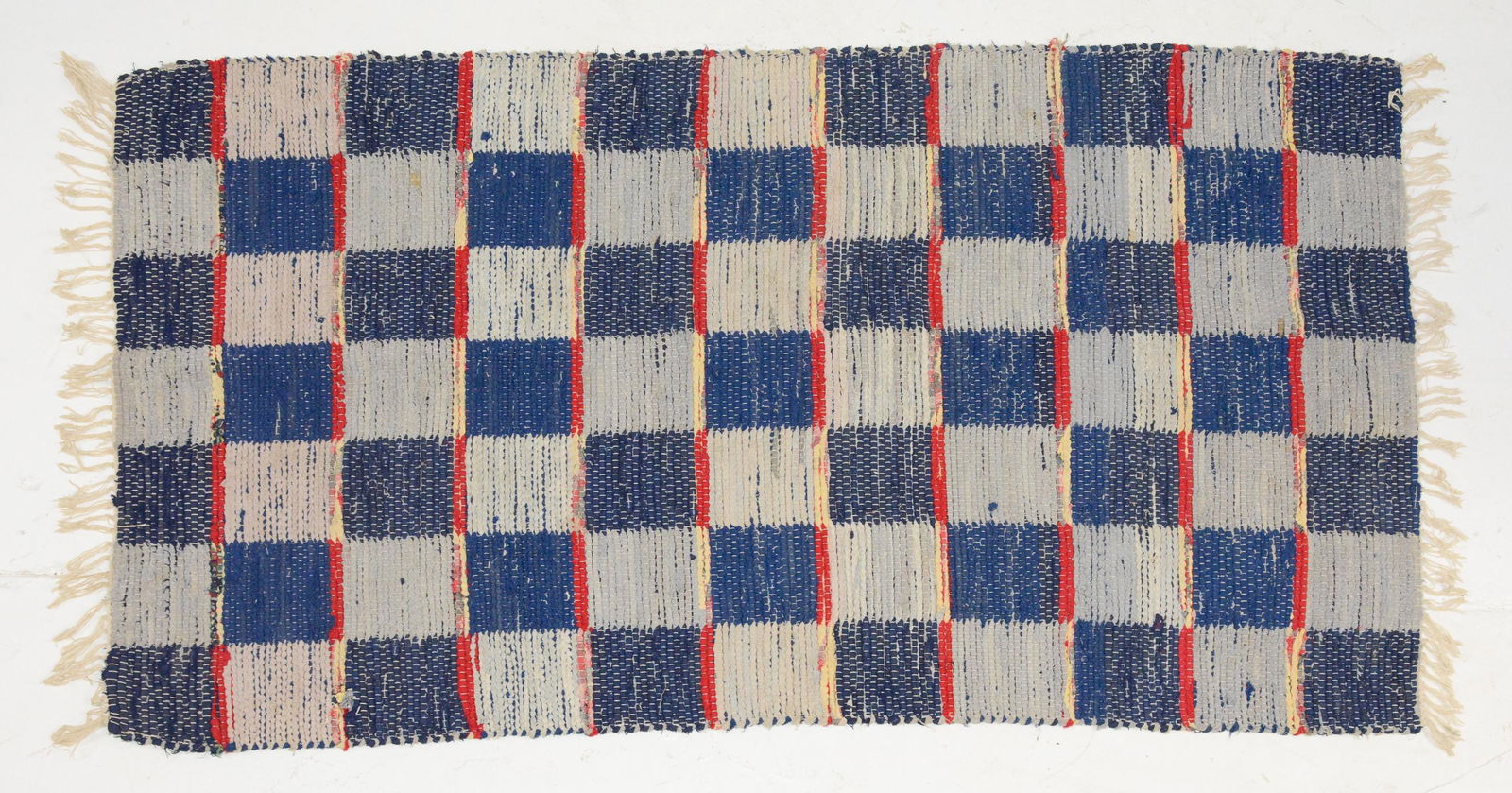 Vintage Swedish Blue / Grey Rag Rug - 2'10 x 5'2 (1 of 2)