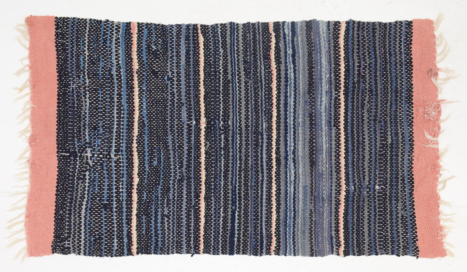 Vintage Swedish Pink / Blue Rag Rug - 2'10 x 4'7 (1 of 2)