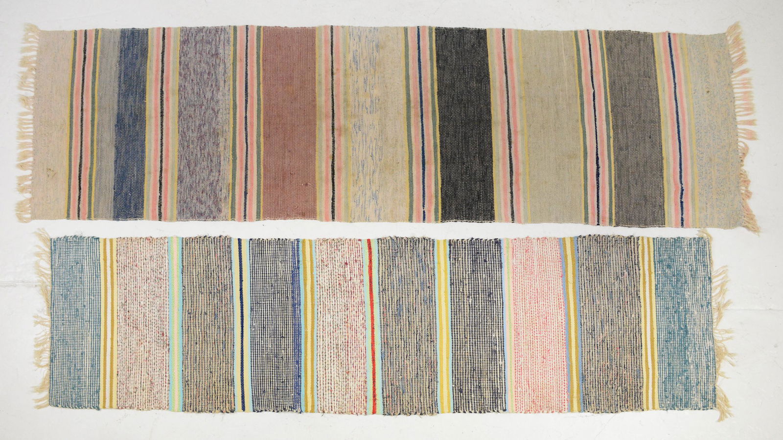 2 Vintage Swedish Flat Woven Multi Color Rag Rugs (1 of 2)