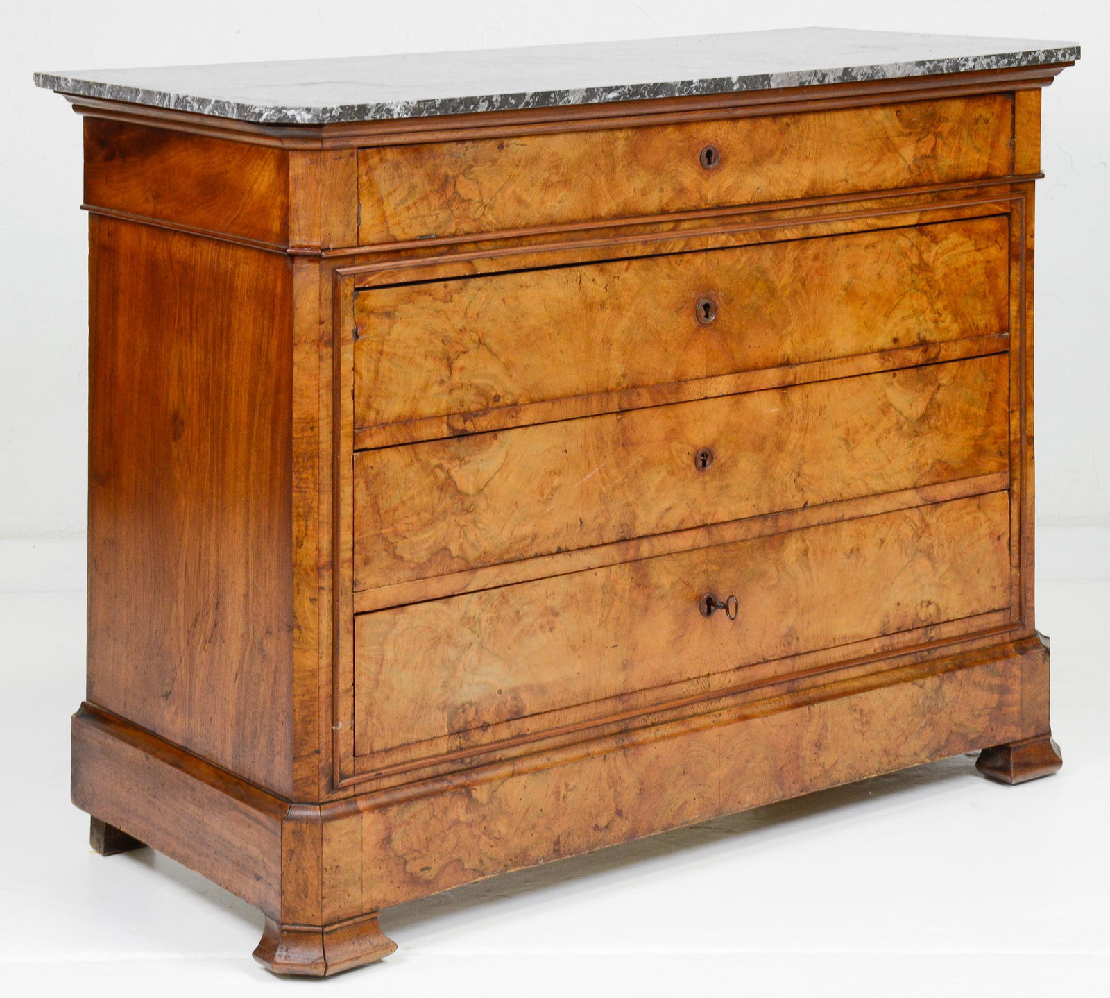 Louis Philippe Style 4 Drawer Marble Top Commode (1 of 6)