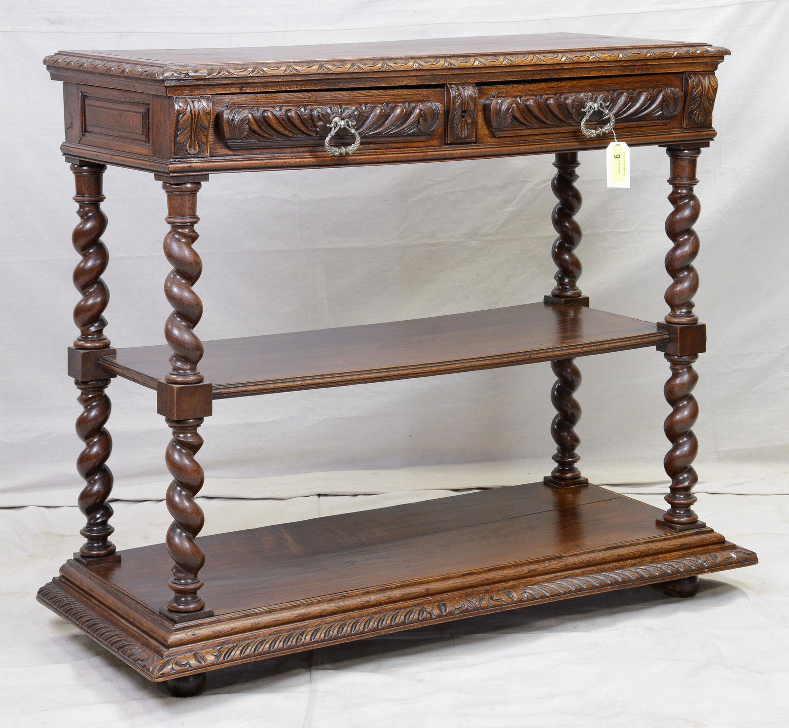 Carved Oak Barley Twist Lift Top Server (1 of 4)