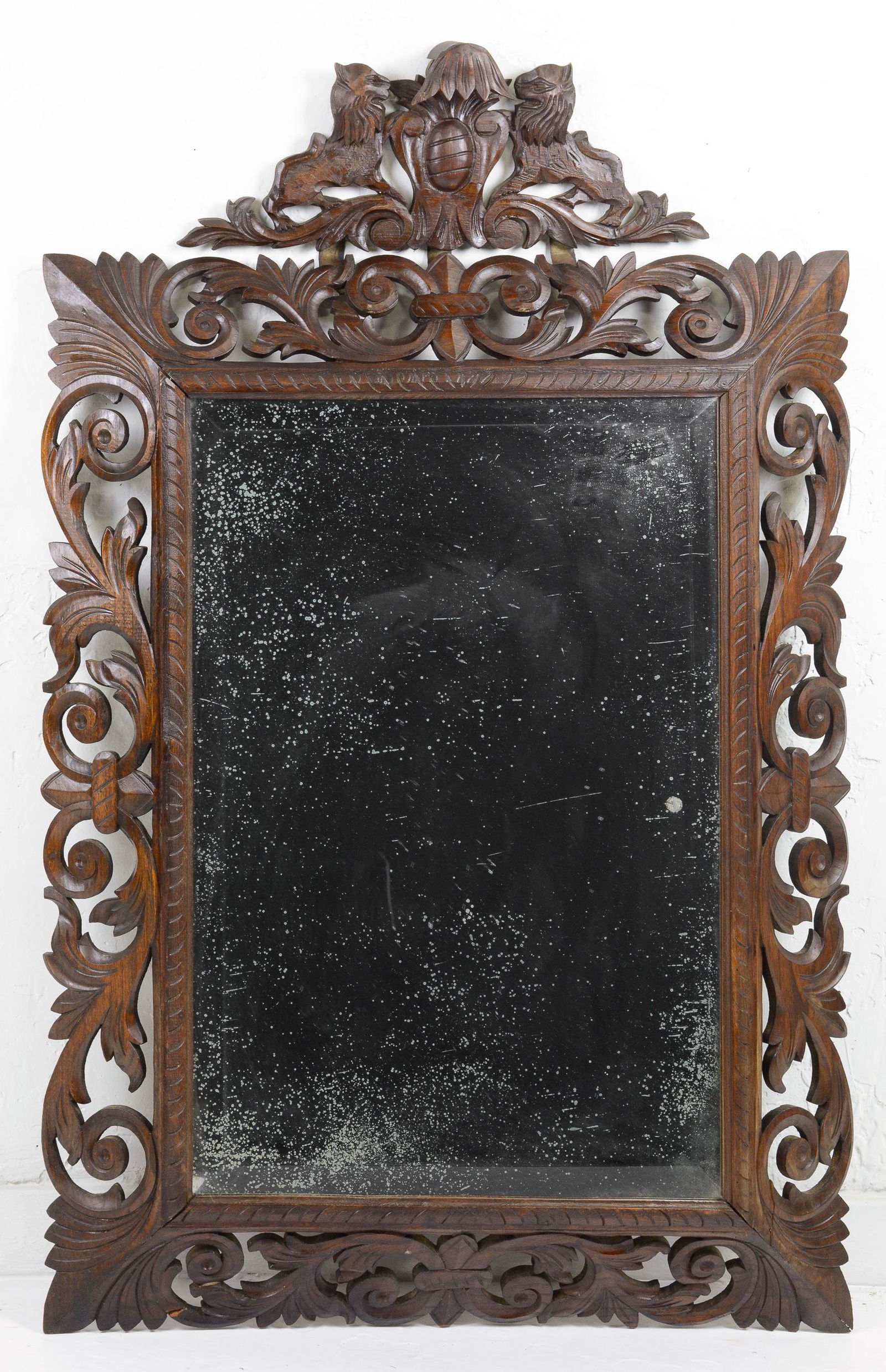 Open Pierced Carved Oak French Mirror (1 of 4)
