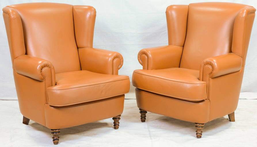 Pair Brown / Tan Leather Arm Chairs Jan 04, 2021 Gallery Auctions in TX