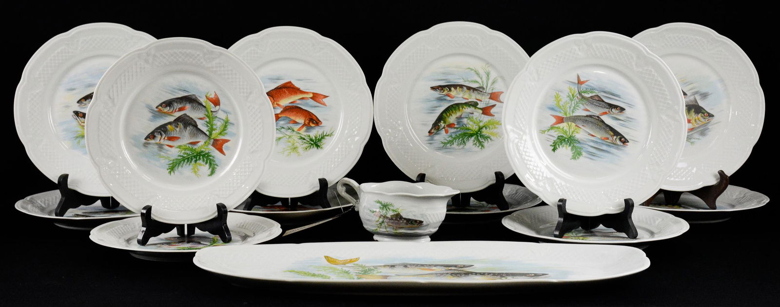 14pc French Fish Plate Set (1 of 10)