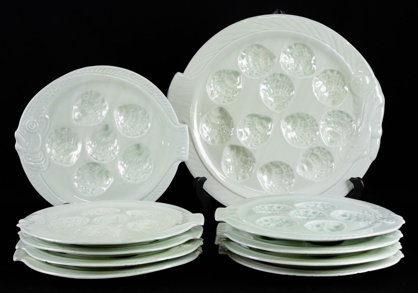 10pc Light Green French Oyster Plate Set (1 of 3)