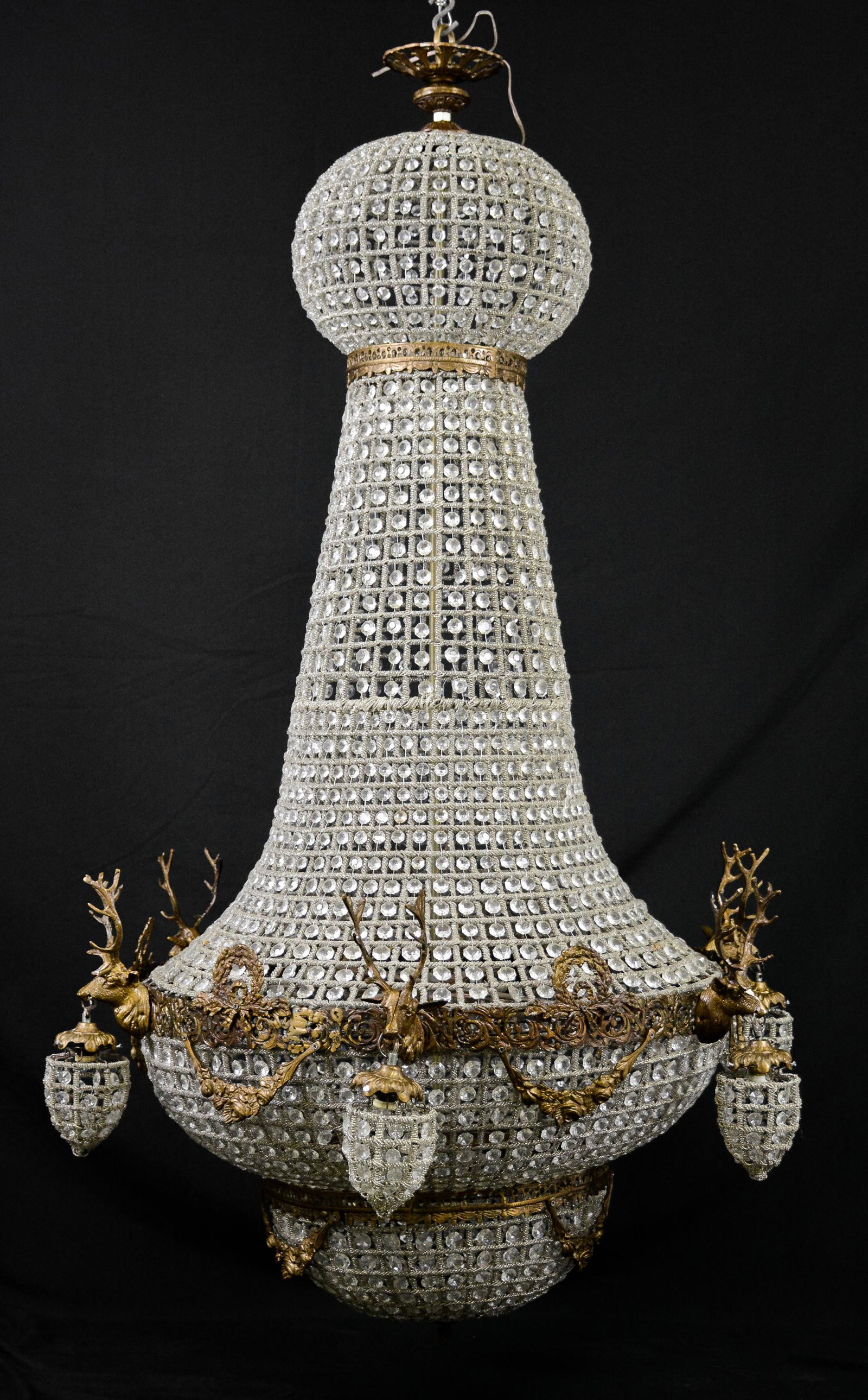 Very Large Empire Style Chandelier With Bronze Stags (1 of 3)