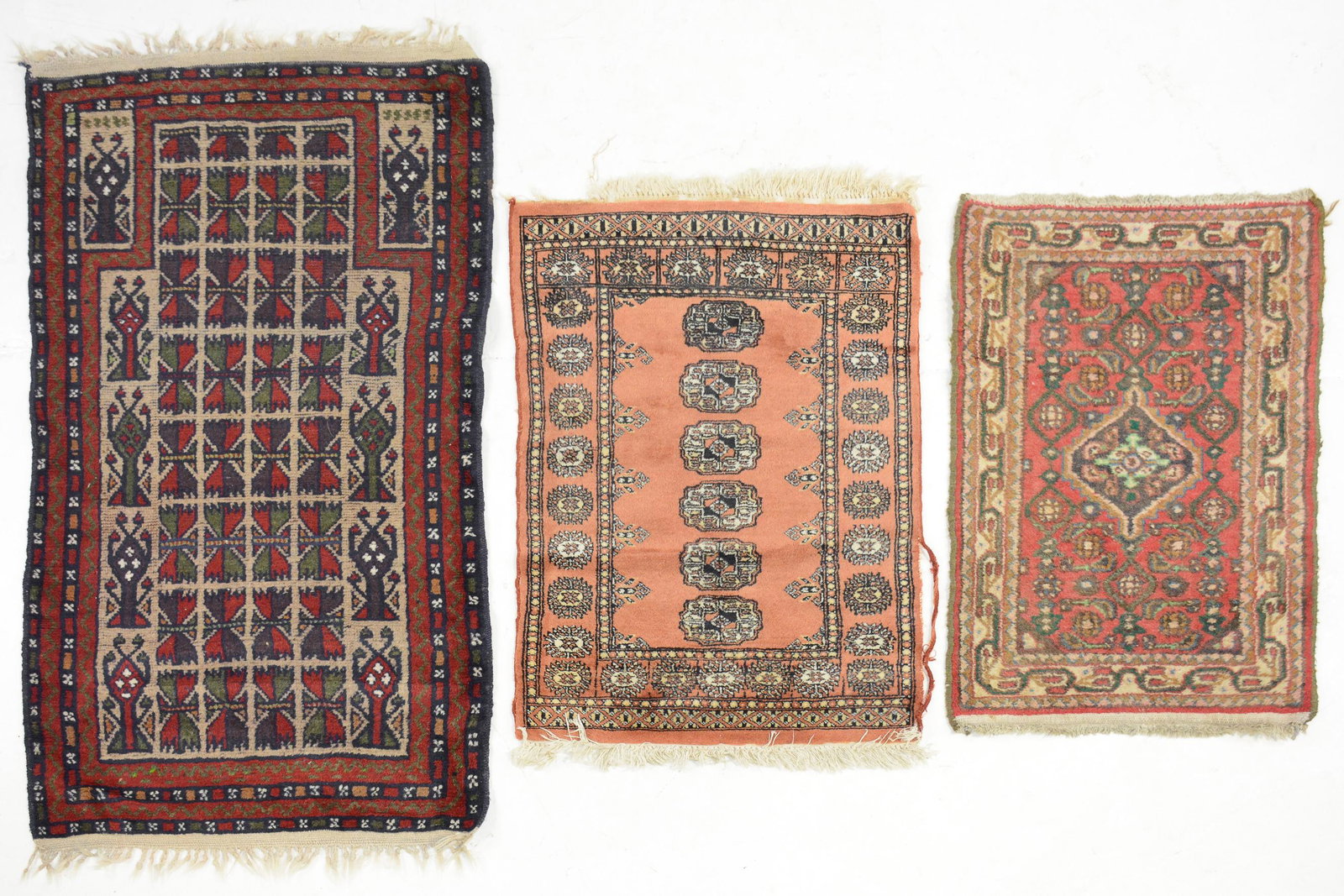 3 Hand Knotted European Prayer / Throw Rugs: 3 European Hand Knotted Prayer / Throw Rugs - 2'7 x 4'5 (measurements for largest only)