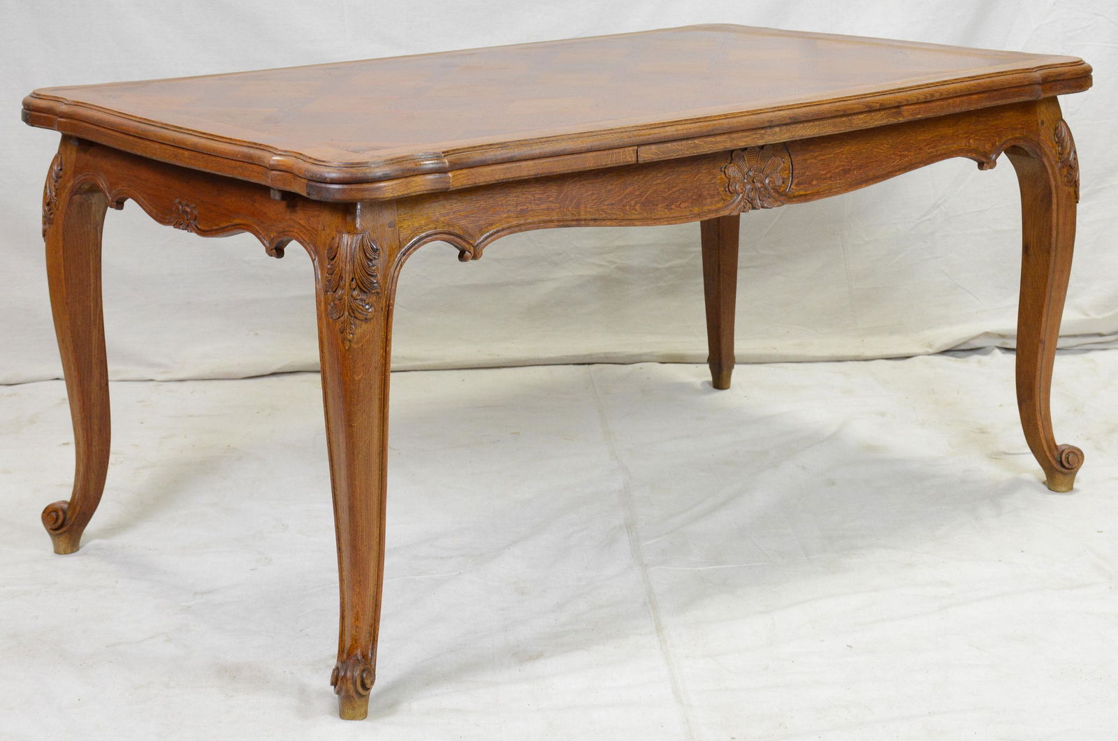 Country French Parquey Top Draw Leaf Table (1 of 4)