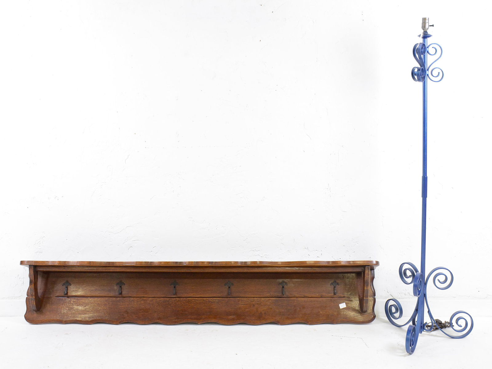 French Wall Rack With Hooks & Painted Floor Lamp (1 of 4)