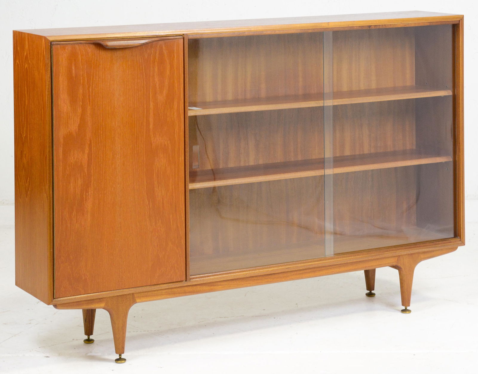 Mid Century  Folded Handle Glass Door Bookcase (1 of 4)