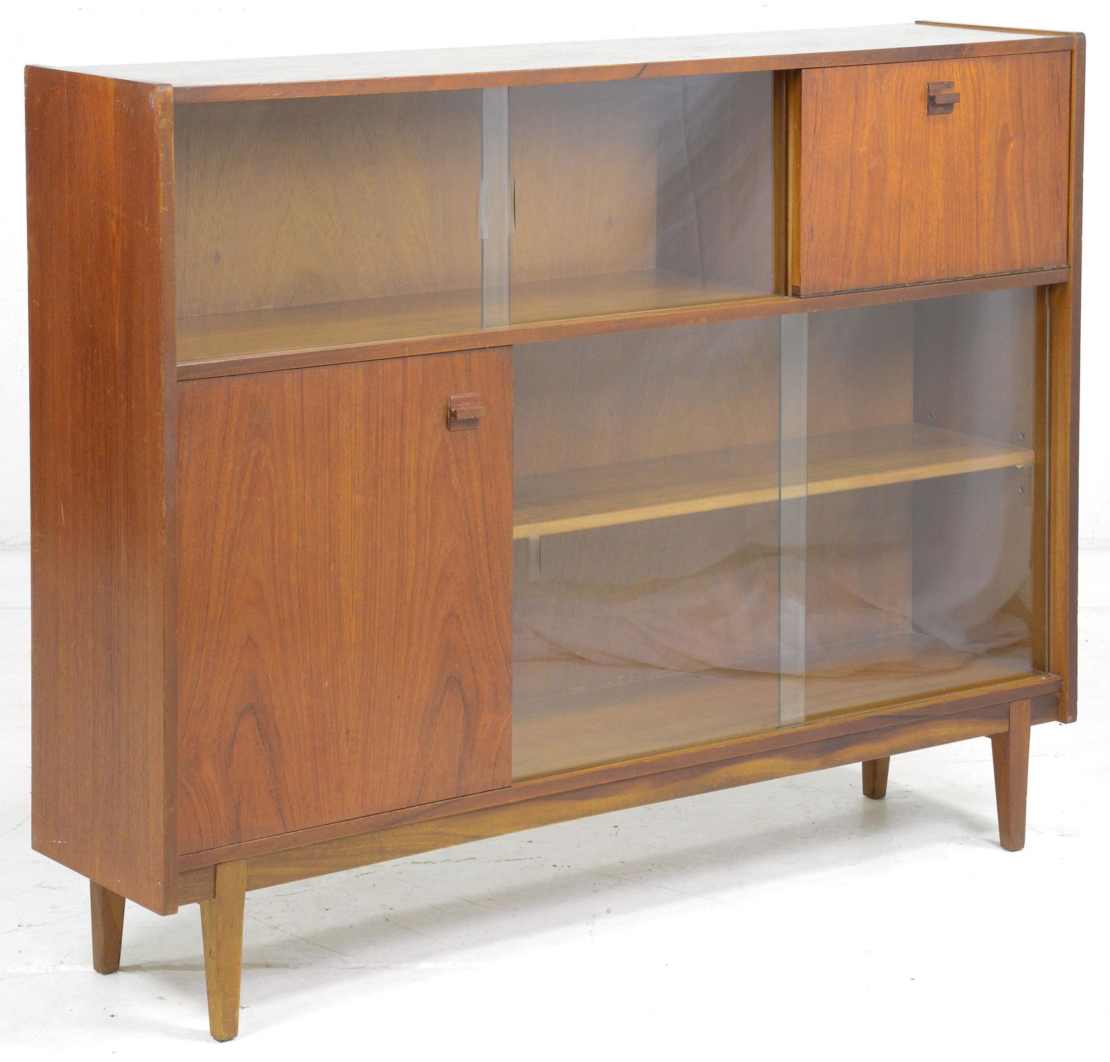 Mid Century Drop Front Glass Door Bookcase (1 of 5)