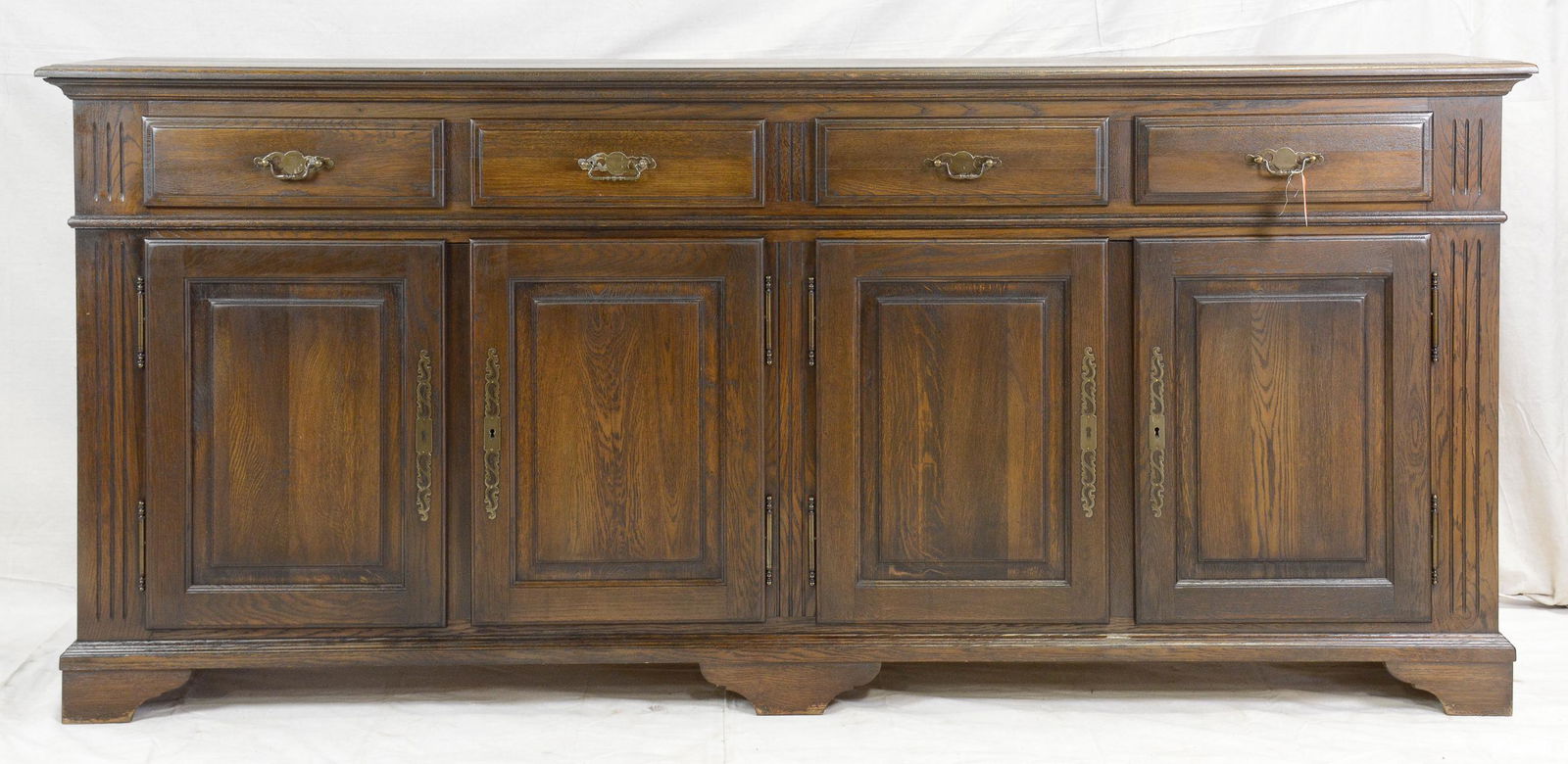 Dark Oak French 4 Door / 4 Drawer Sideboard (1 of 4)