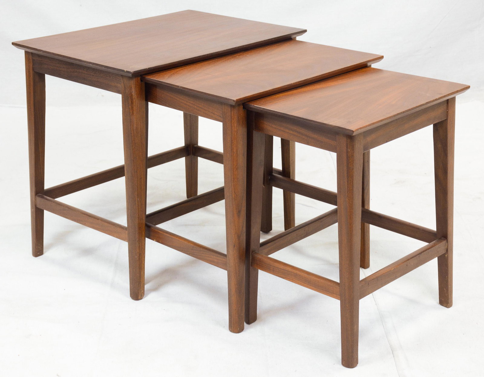 Mid Century Modern Nest of Three Tables: Danish Modern Style Nest of Three Tables - 20 in tall x 22 x 16