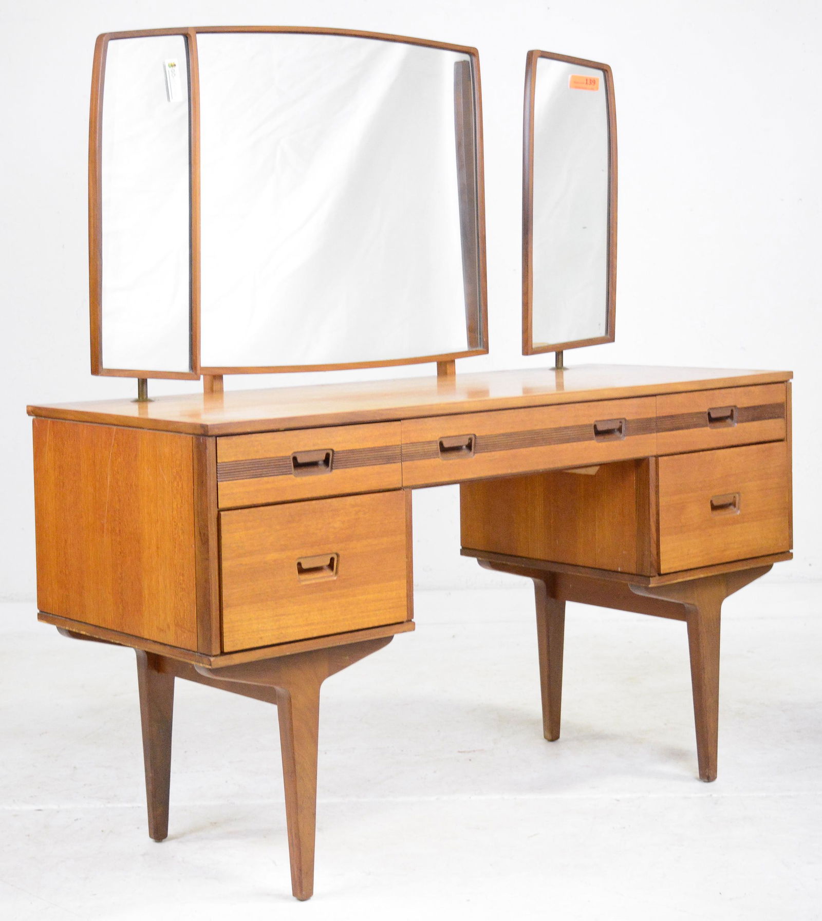 Mid Century Teak Dresser / Desk with Grooved Drawers (1 of 6)