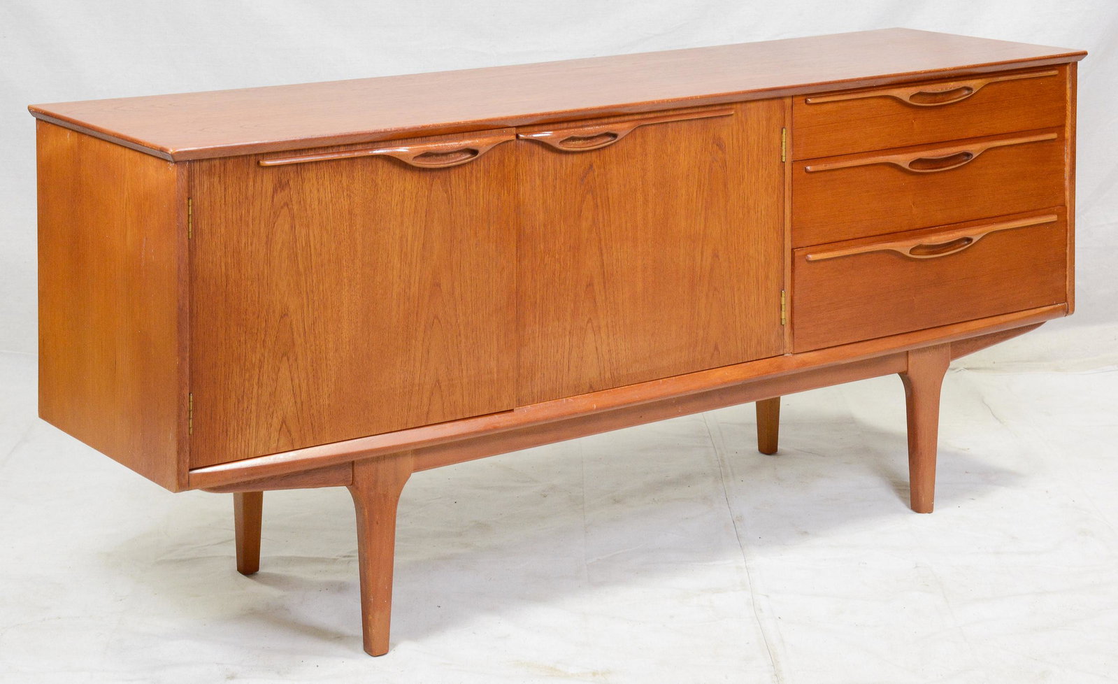 Mid Century Modern Teak Sideboard: Danish Modern Teak Credenza Made in England - 30 in tall x 66 x 18