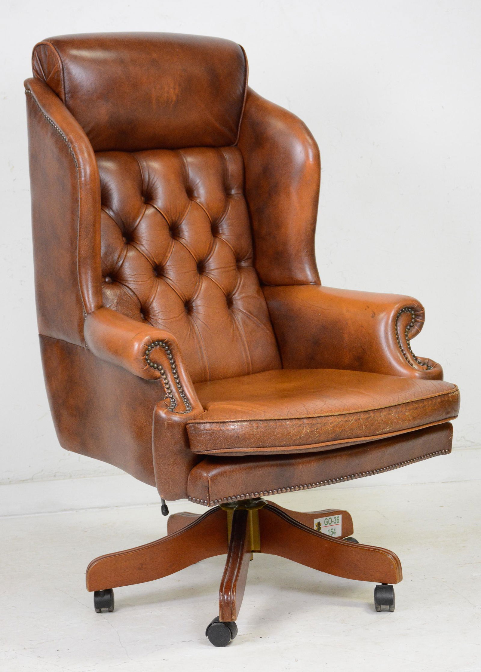 Brown Leather Tufted Back Office / Desk Chair (1 of 6)