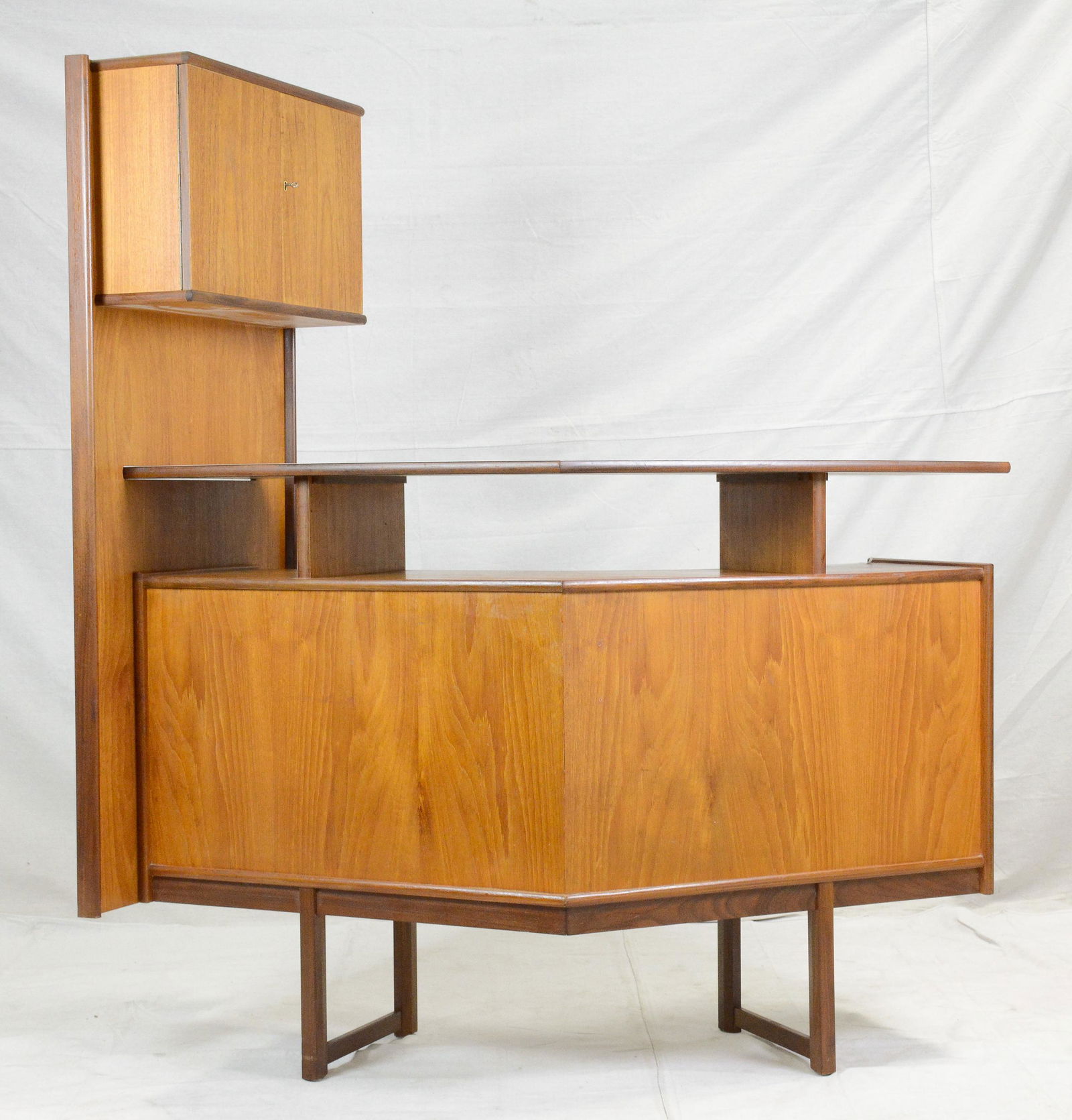 Teak Mid Century Bar With Floating Top & Side Cabinet (1 of 5)