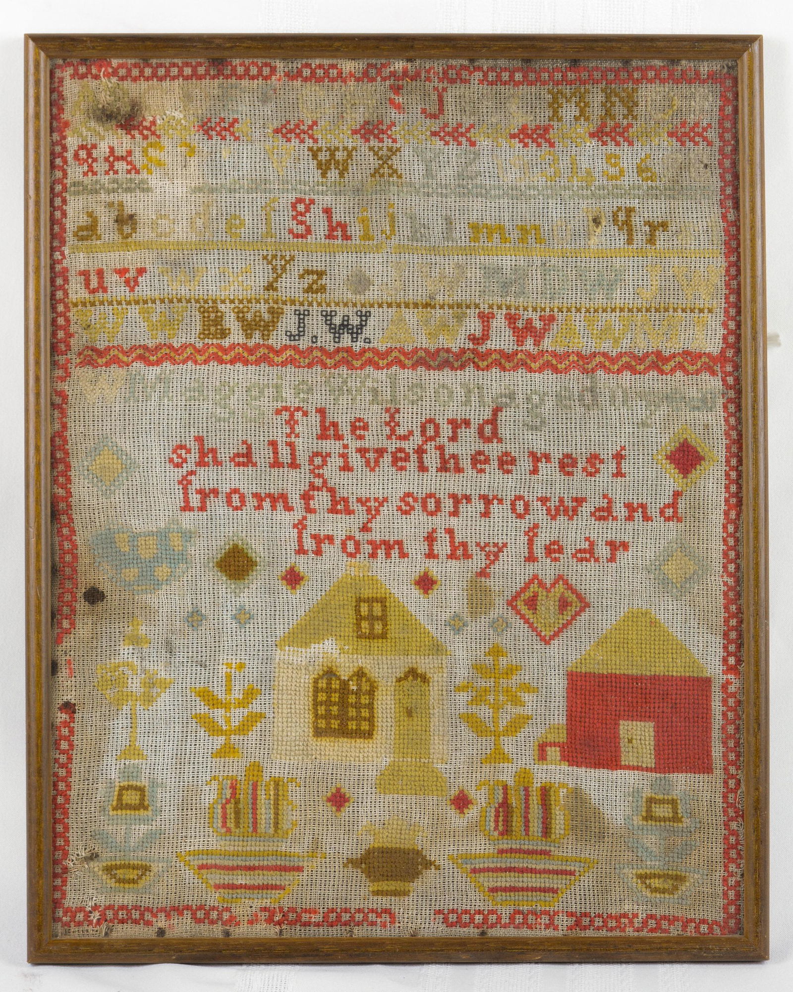 Vintage Hand Stitched Religious Framed Sampler (1 of 4)