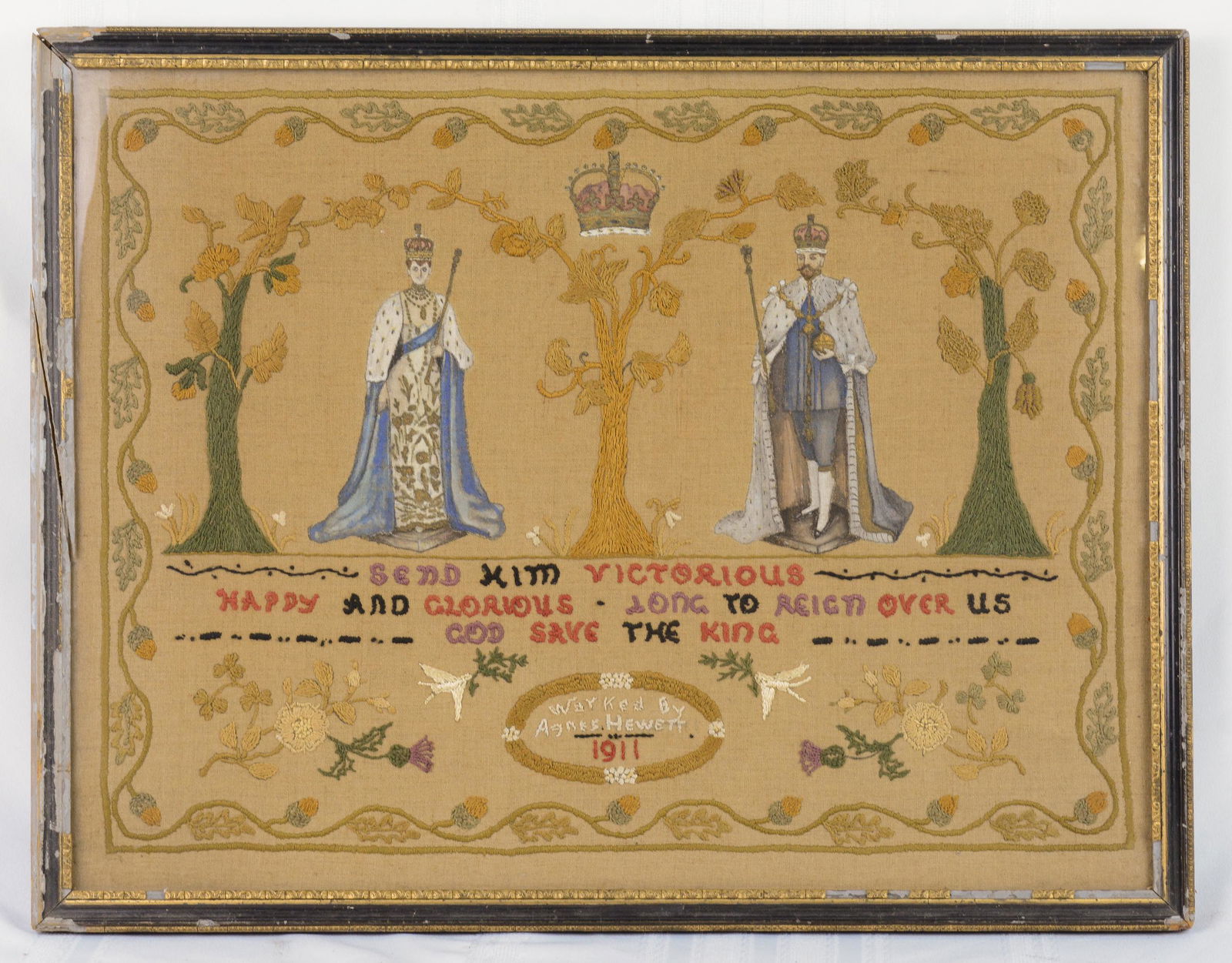 Vintage Hand Stitched Framed Sampler - 1911 (1 of 2)