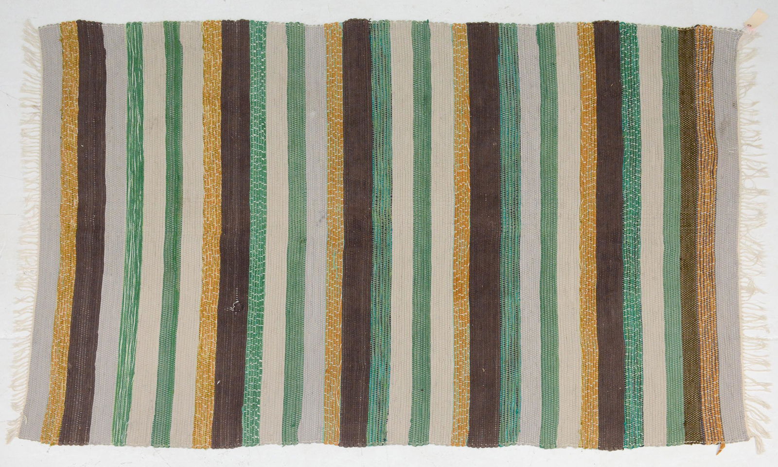 Vintage Swedish Rag Rug - Brown / Green Striped (1 of 2)