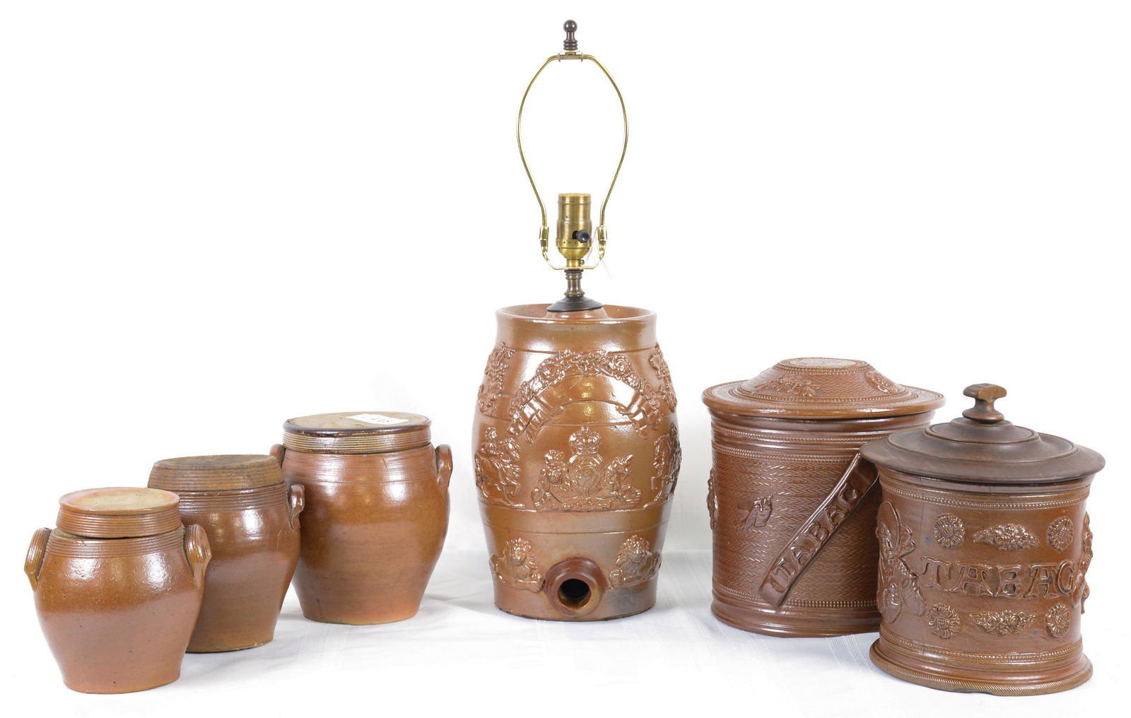 6 Assorted Brown Crocks / Crock Lamp (1 of 4)