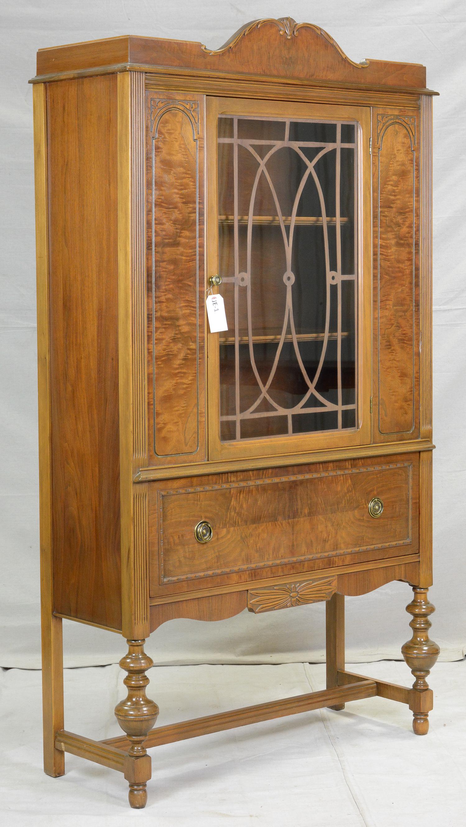 J.L. Hudson Co. China Cabinet With Drawer: J.L. Hudson Co. China Cabinet with Drawer - 70 in tall x 39 x 16