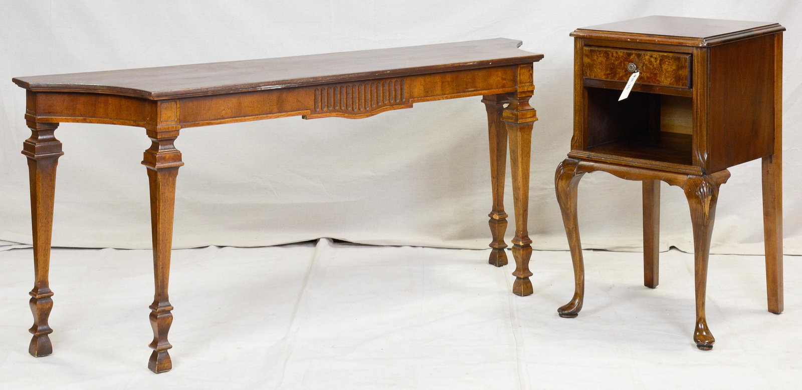 Hall Console and Nightstand: Hall Console and Nightstand - Console is 27 in tall x 61 x 16 and the nightstand is 30 in tall x 17 x 18