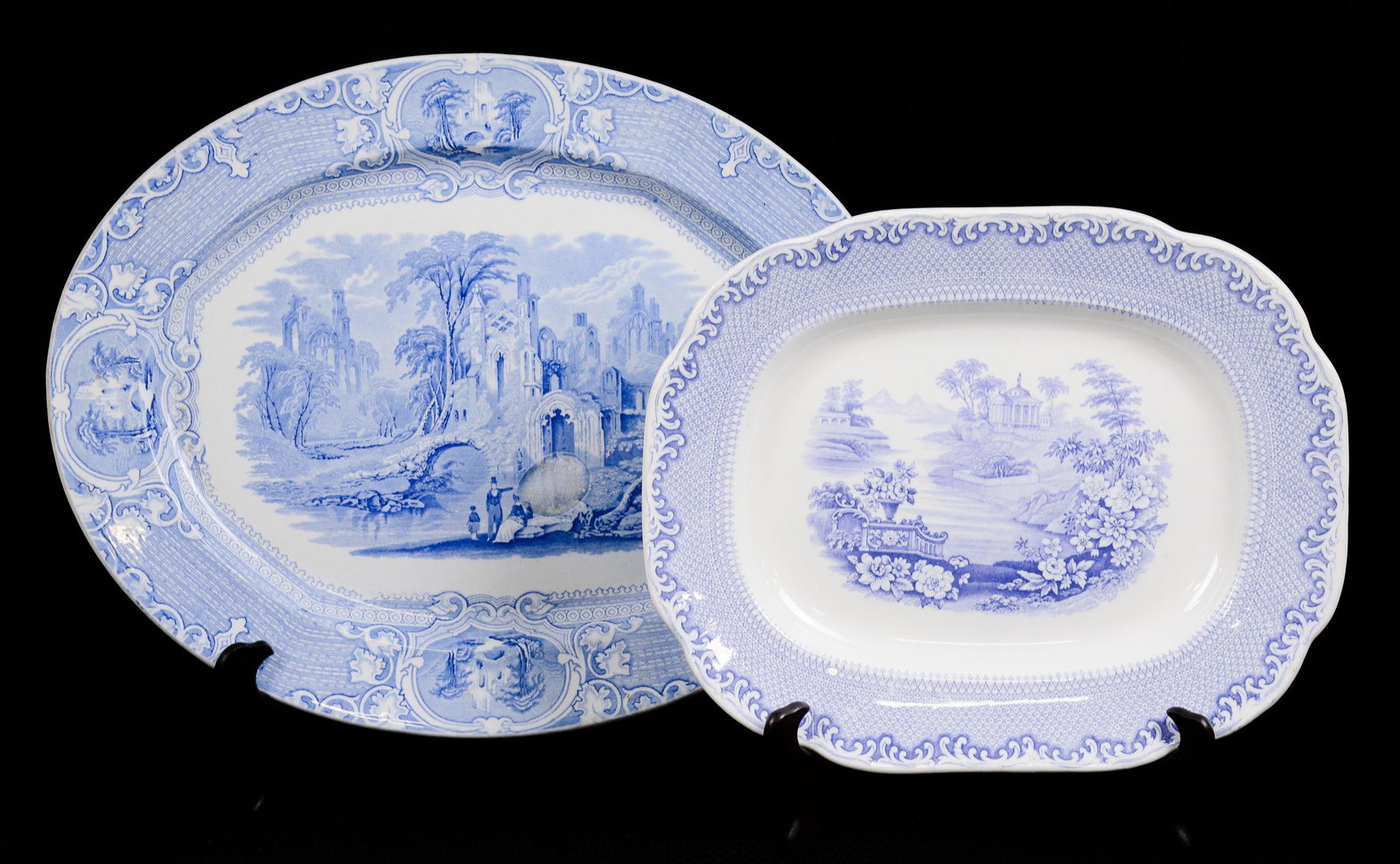 2 Assorted Platters - Ironstone: 2 Assorted Platters - Ironstone - 14 x 18 and 11 x 14