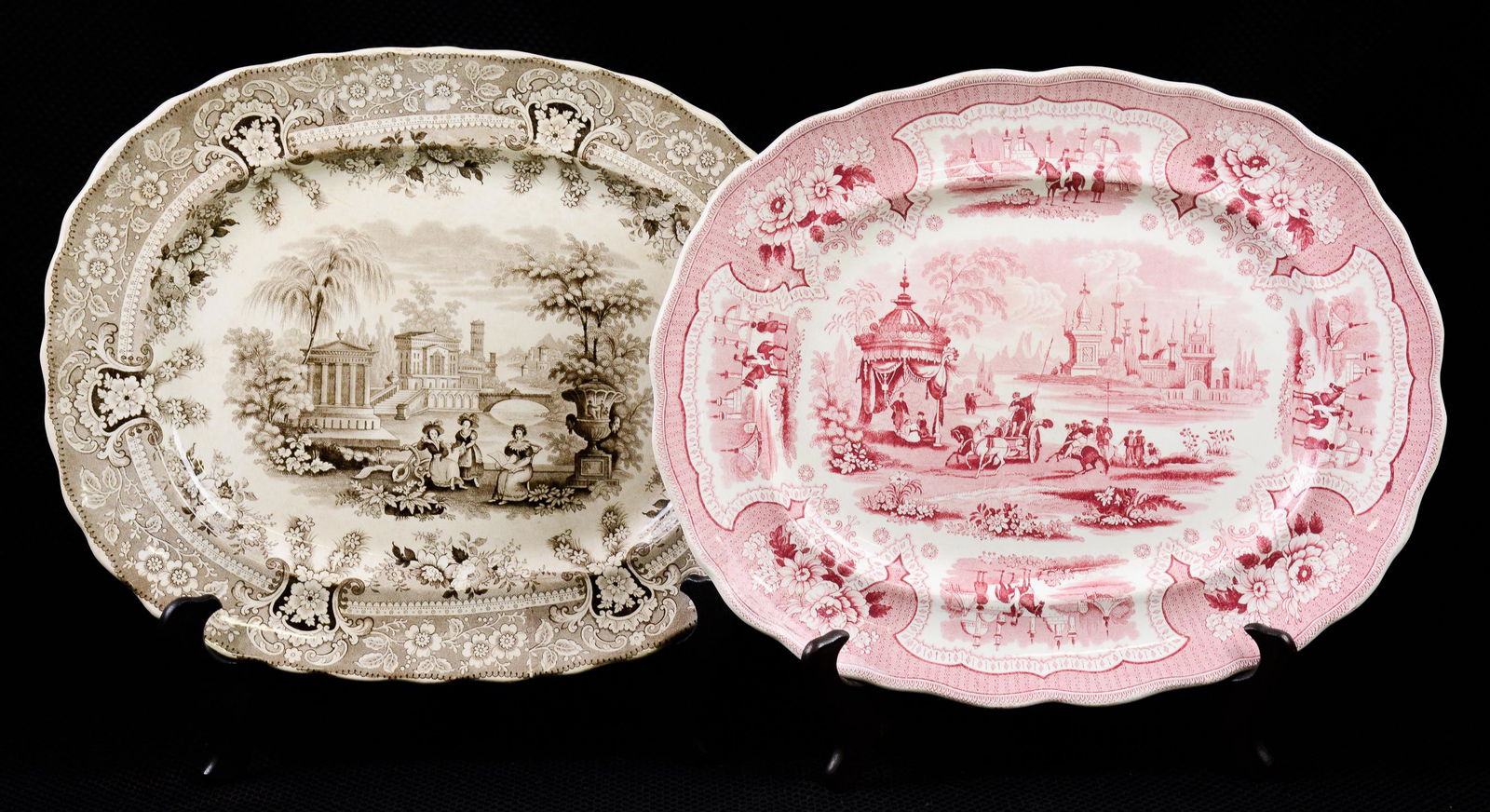 Red Transferware Platter & Black Transferware Platter (1 of 3)