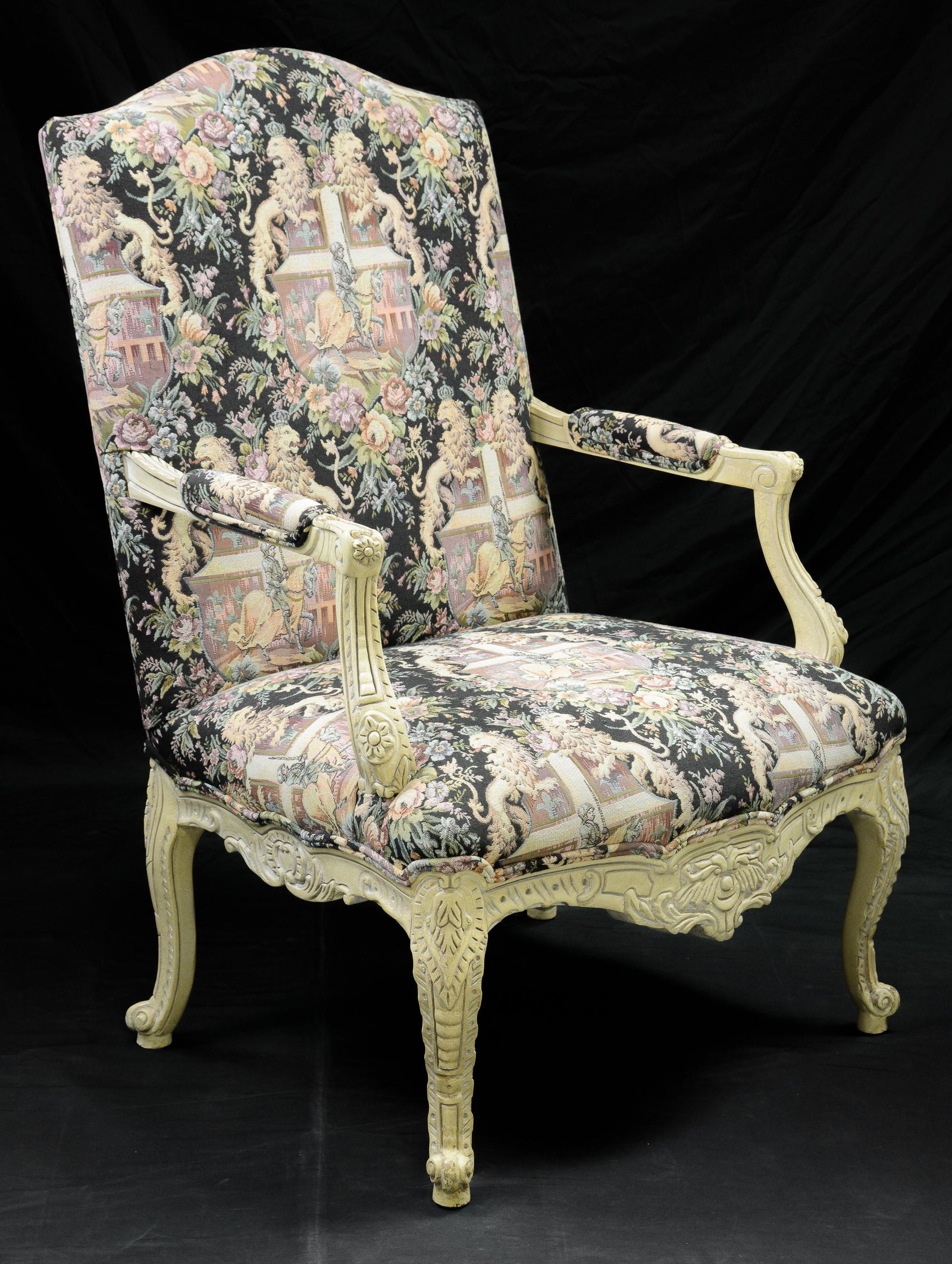 Upholstered French Style Armchair: New Item, Upholstered French Style Armchair - 43 in tall x 29 x 26