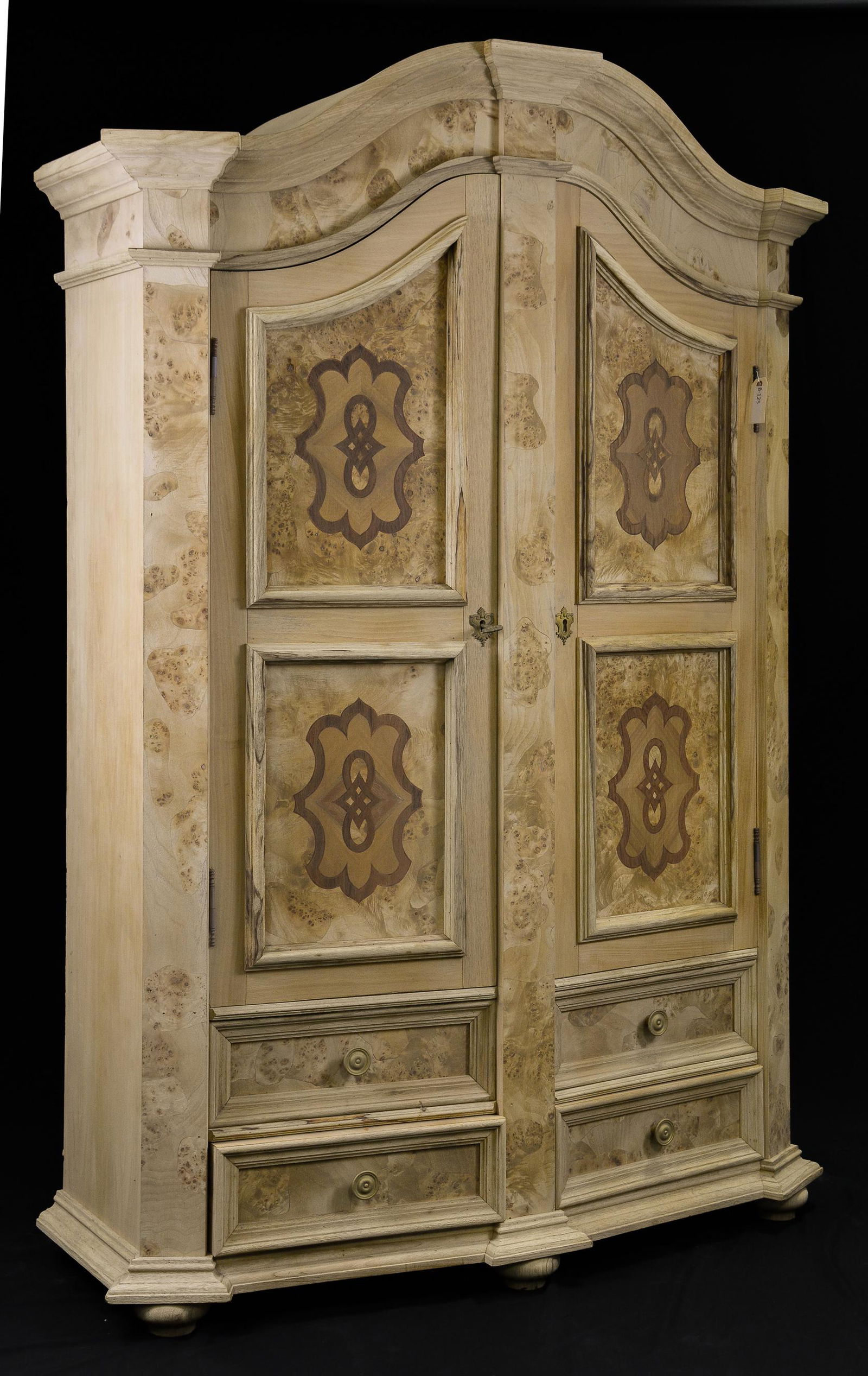 Bleached Burl Walnut 2 Door 4 Drawer Cupboard (1 of 4)