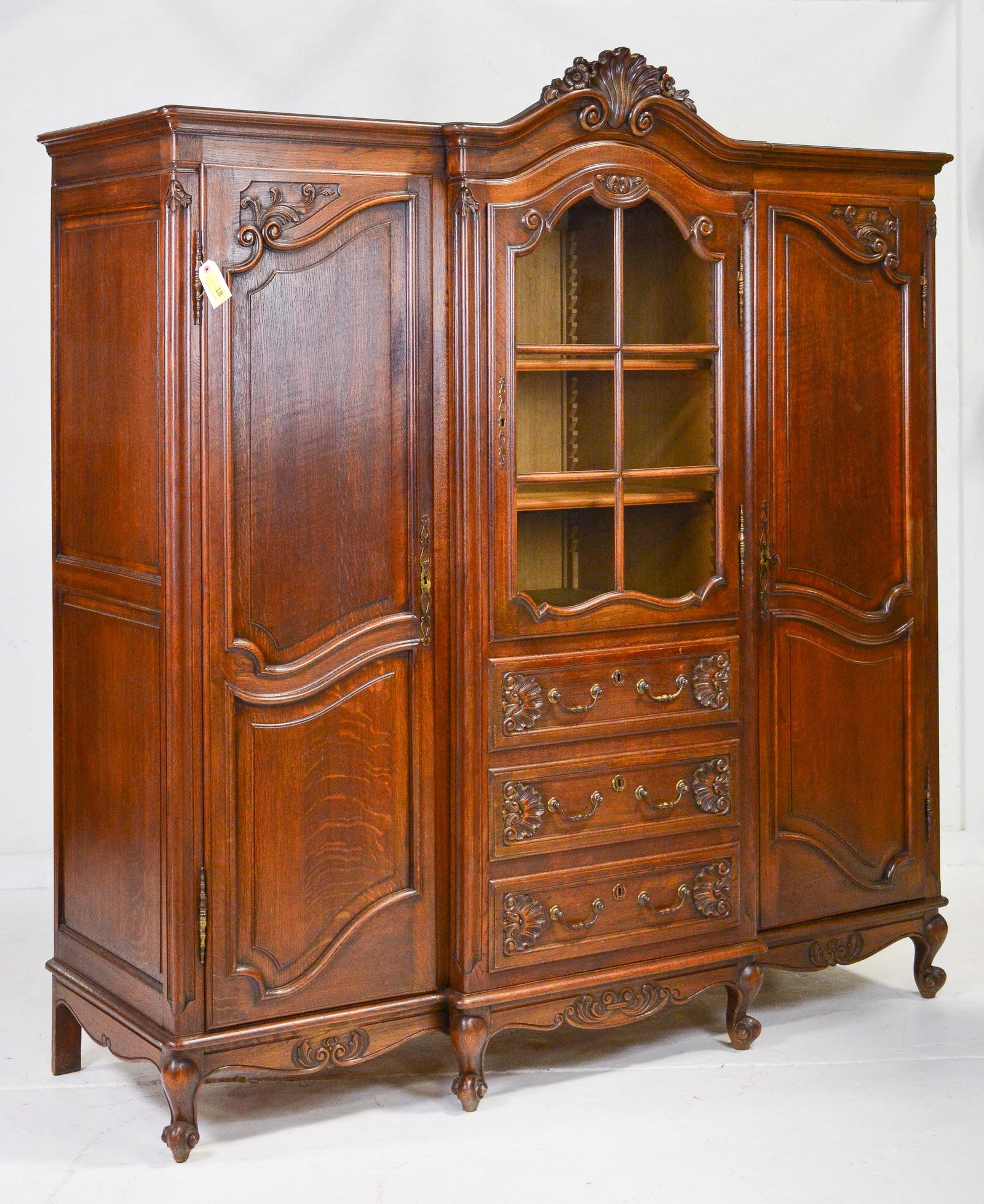 Large Carved Oak French Bookcase / Cupboard (1 of 5)