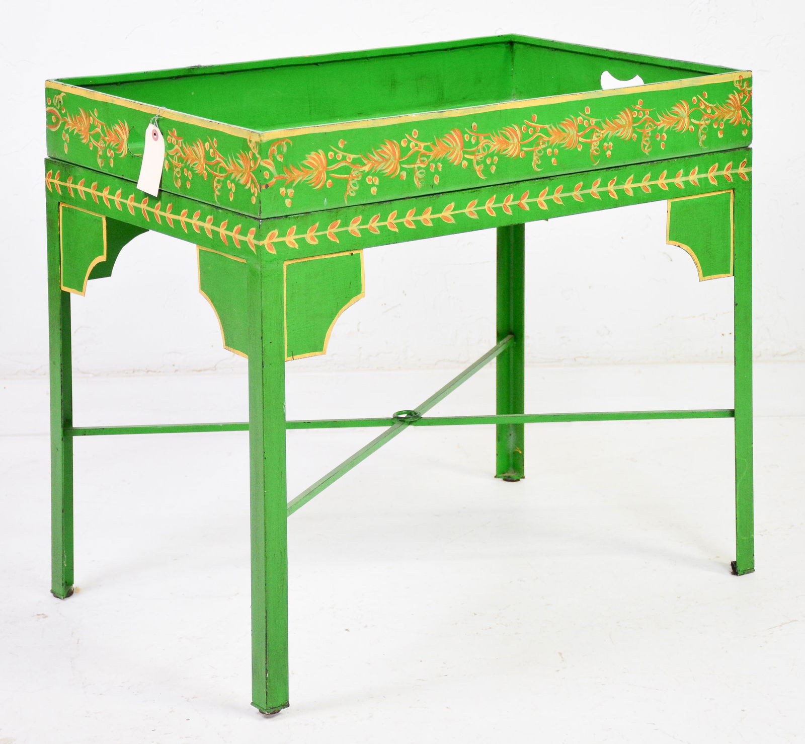 Green Painted Metal Tray Top Table (1 of 3)