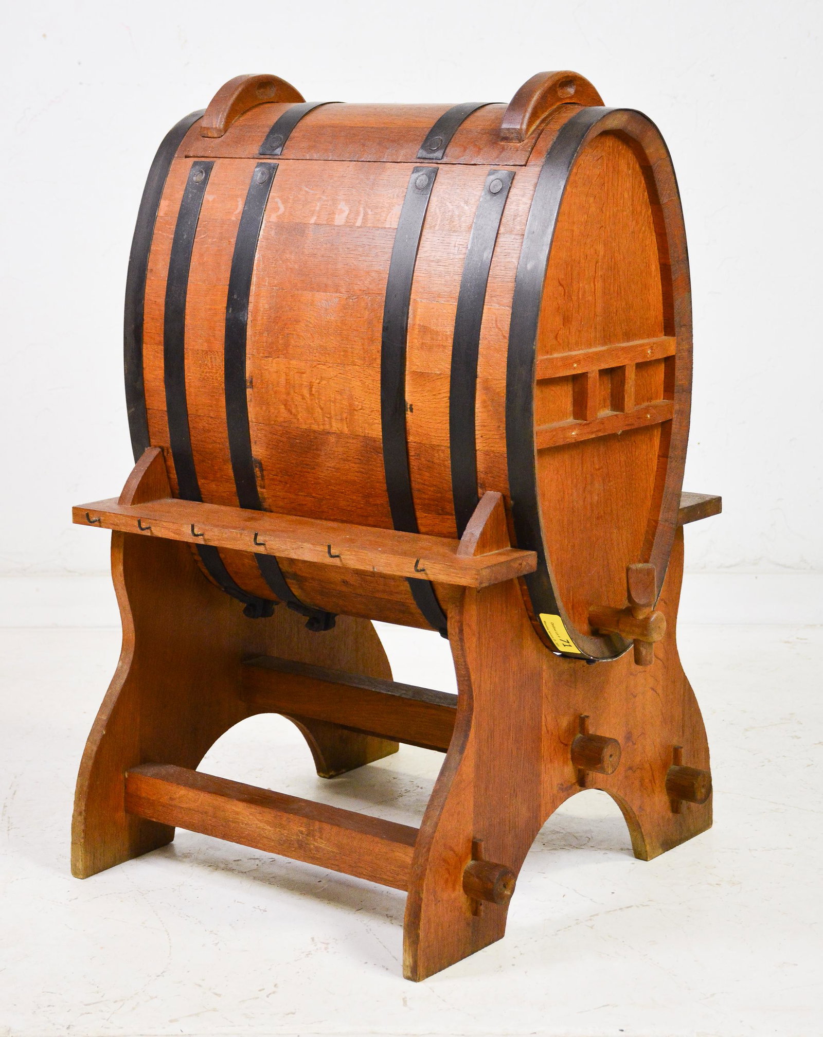 European Wooden Barrell / Bar Cabinet On Stand: European Wooden Barrell / Bar Cabinet on Stand - 36 in tall x 30 x 23