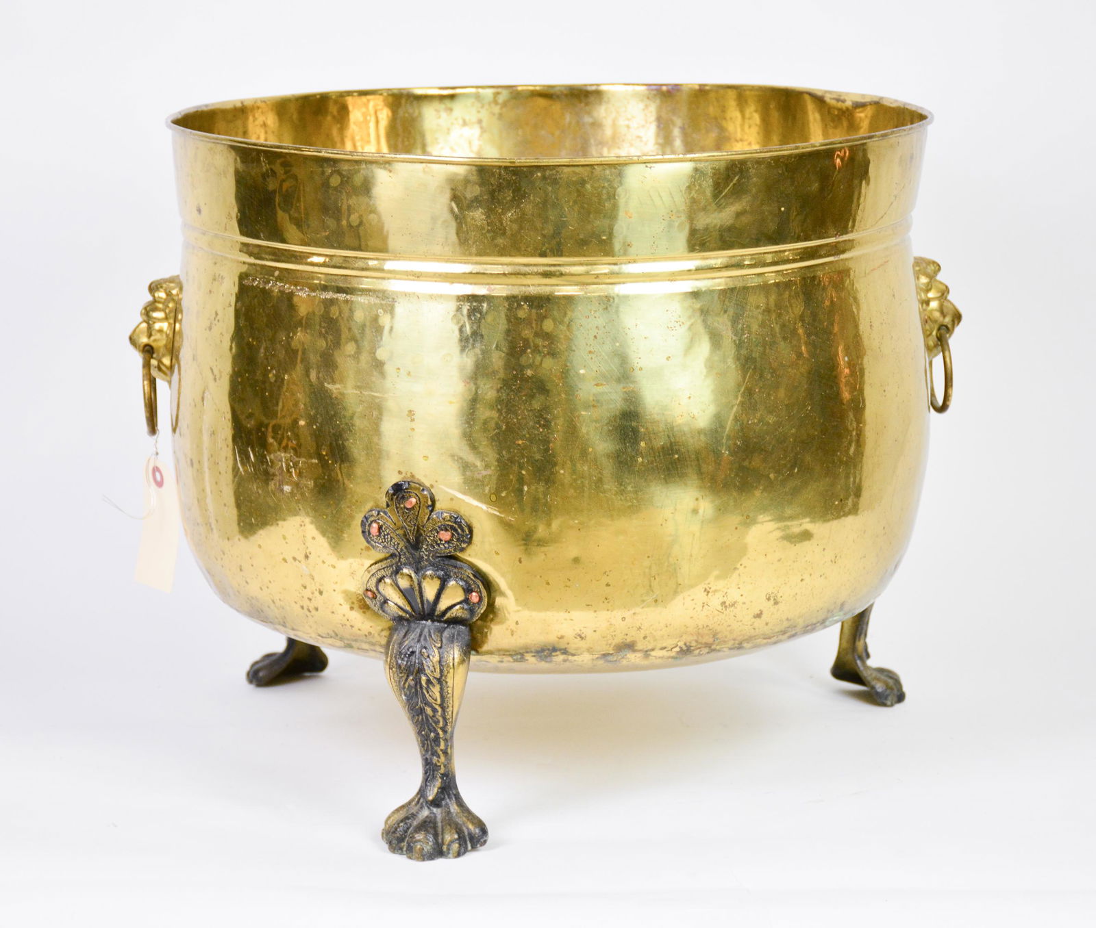European Brass Planter with Lion Heads & Paw Feet (1 of 4)