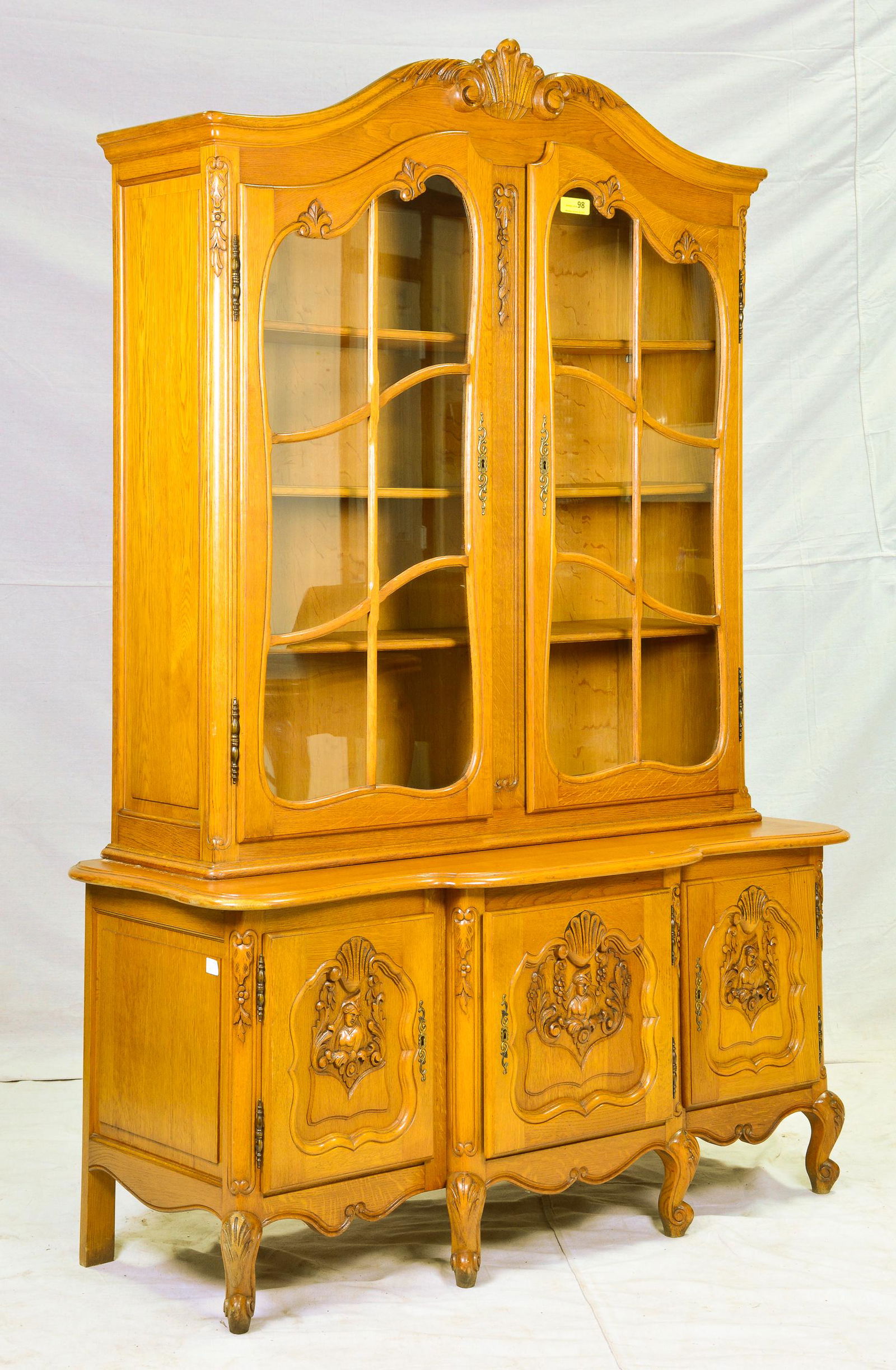 Carved Country French Bookcase / Display Cabinet (1 of 2)