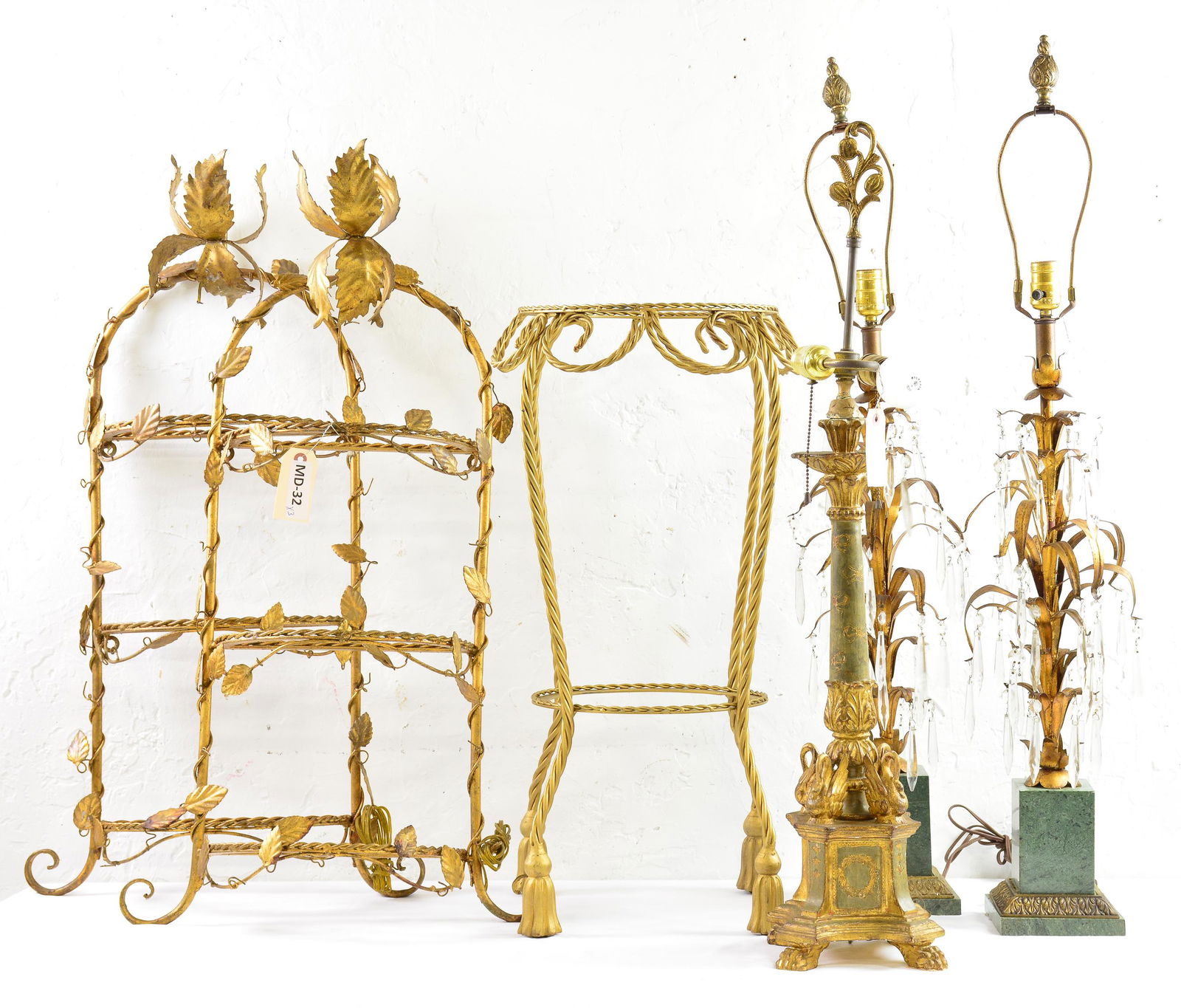 6pcs - Gold Metal Table, 3 Lamps, Pair Wall Displays (1 of 4)