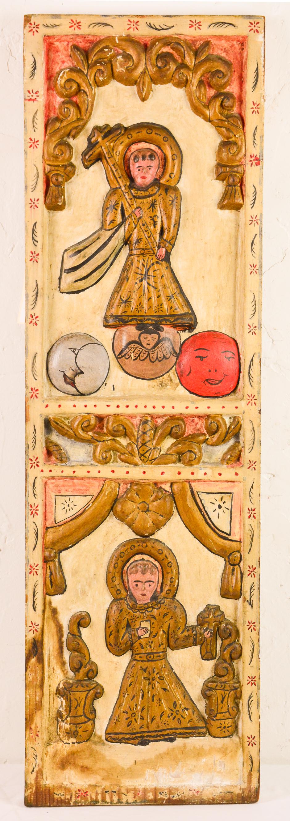 Painted Carved Figural Panel (1 of 3)