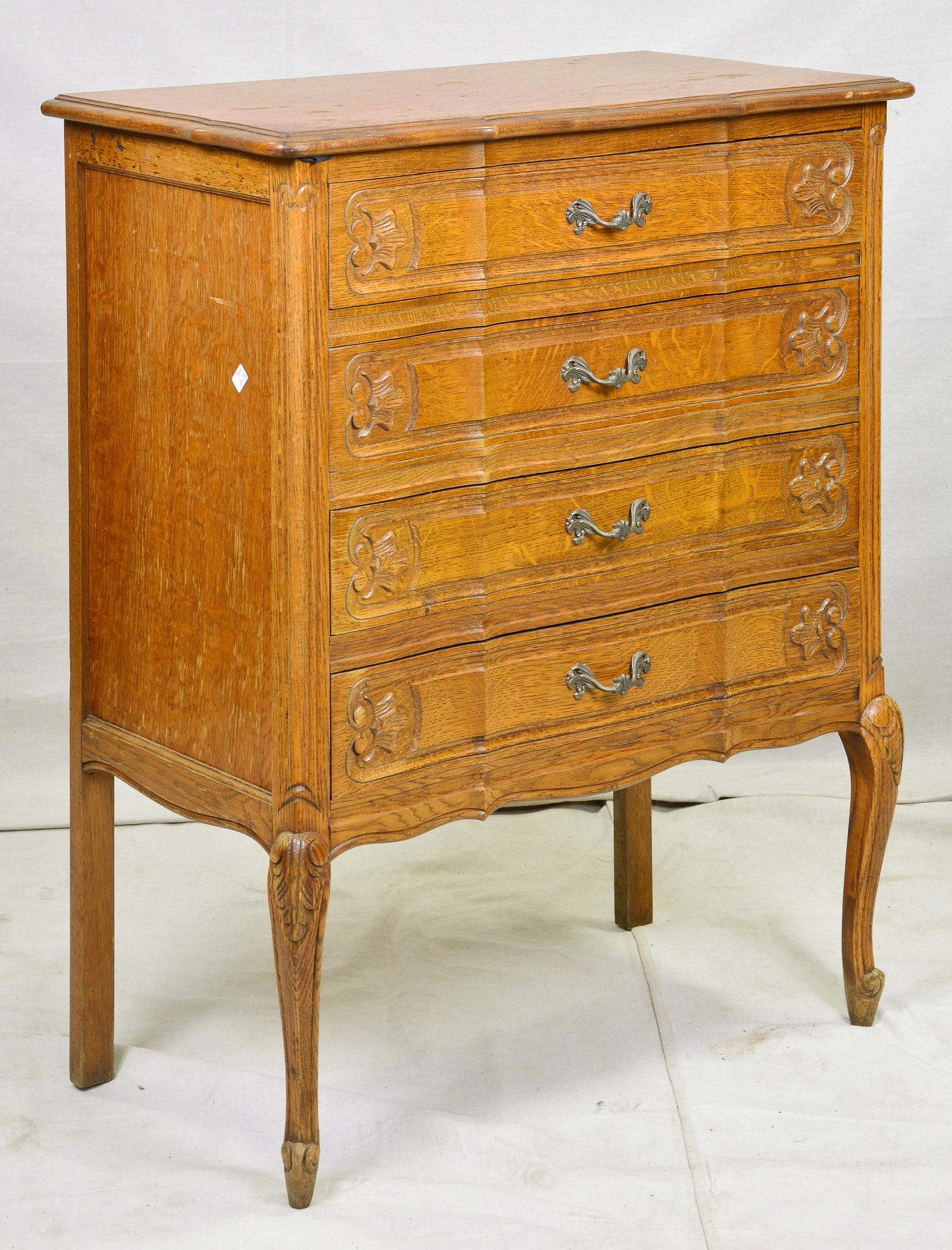 Country French Carved Oak 4 Drawer Chest (1 of 4)