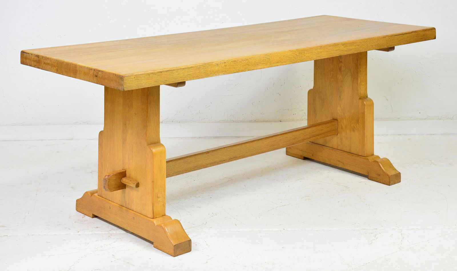 Ranch Oak Farmhouse Trestle Base Table