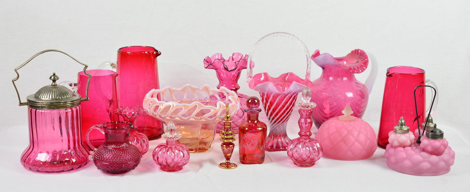 16 Assorted Cranberry Glass - Pitchers, Bottles, Etc. (1 of 3)