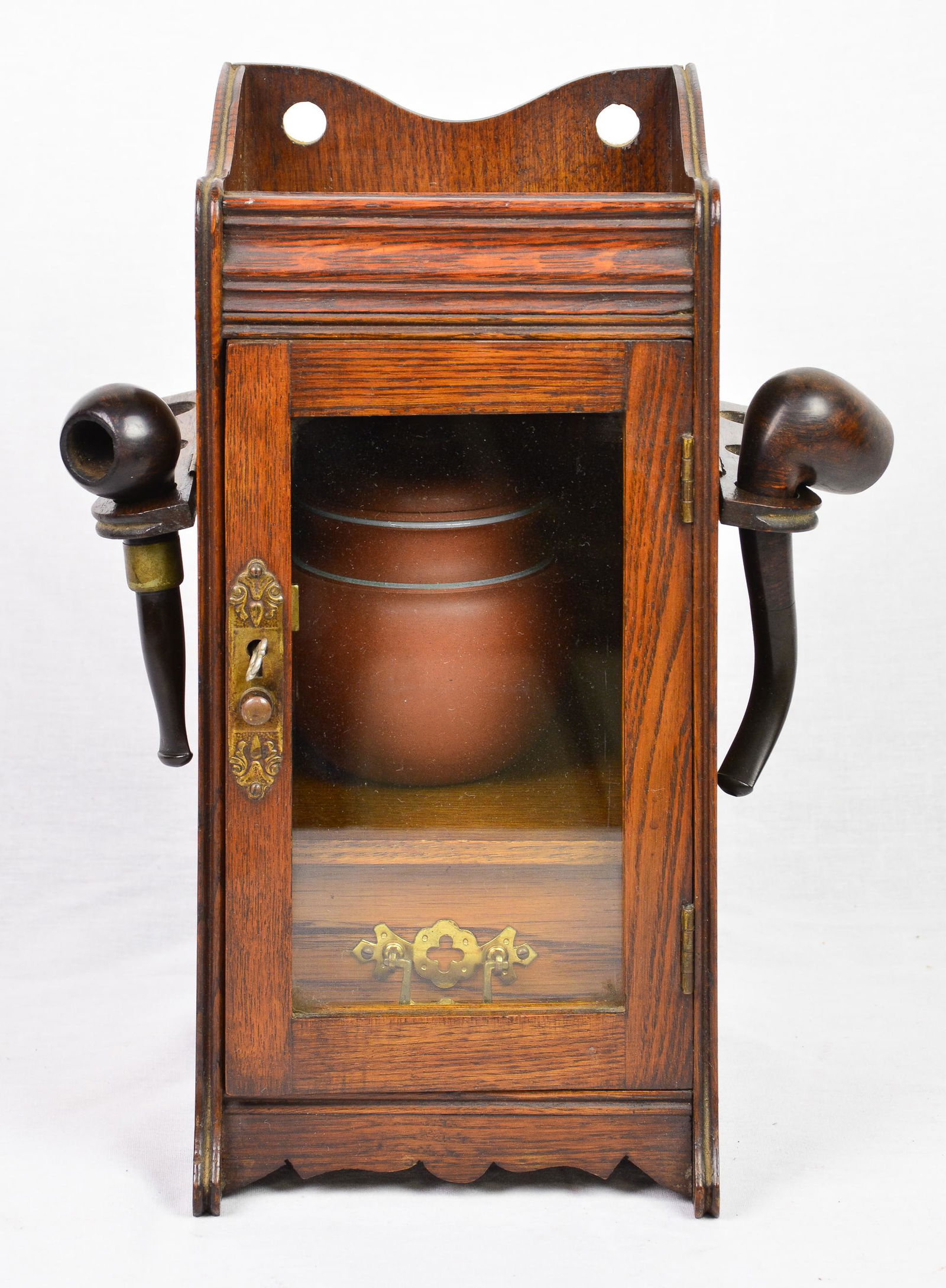 English Oak Small Smokers Box With Canister (1 of 3)