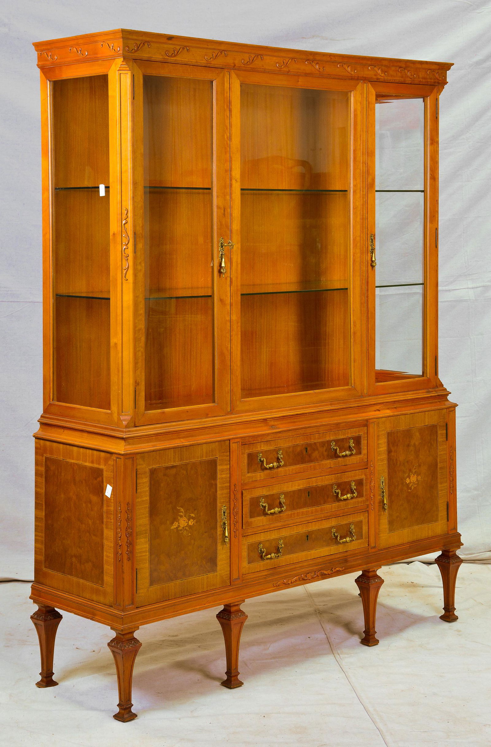 French Burl Wood Bookcase / Display Cabinet (1 of 2)