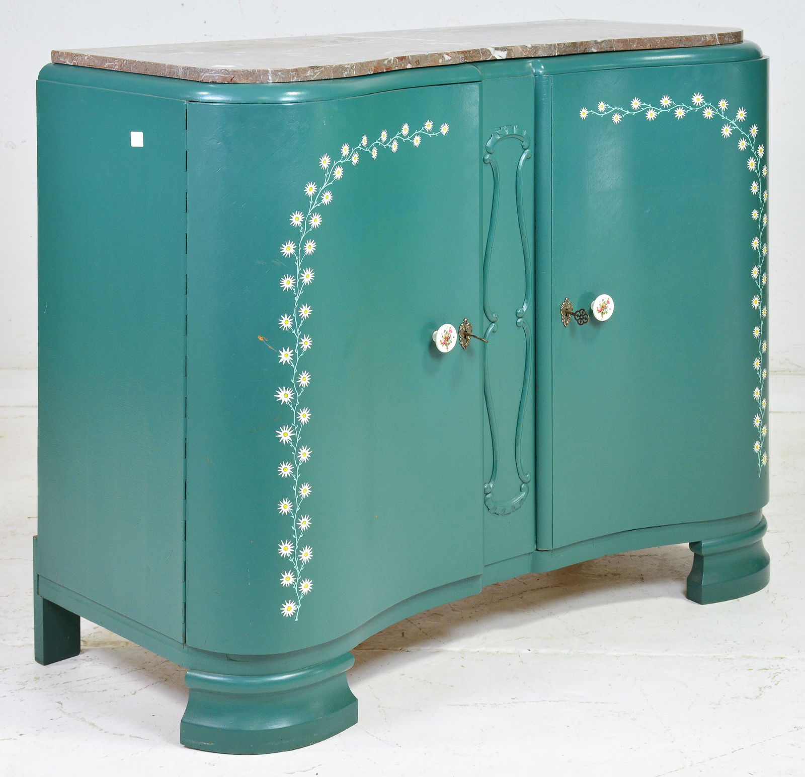 Painted Double Door Marble Top Server / Sideboard (1 of 3)