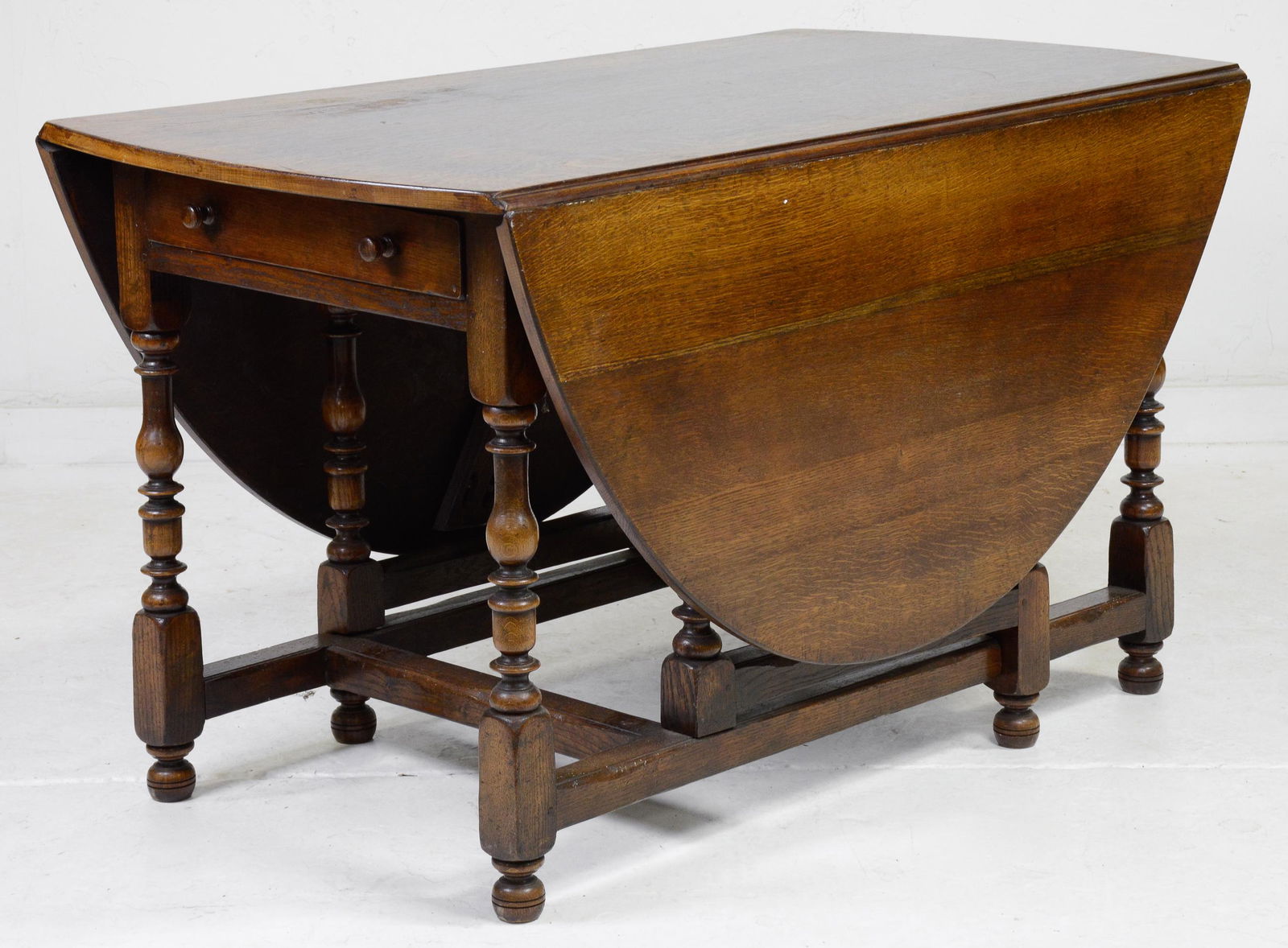 British Light Oak Drop Leaf Barley Twist Table (1 of 3)