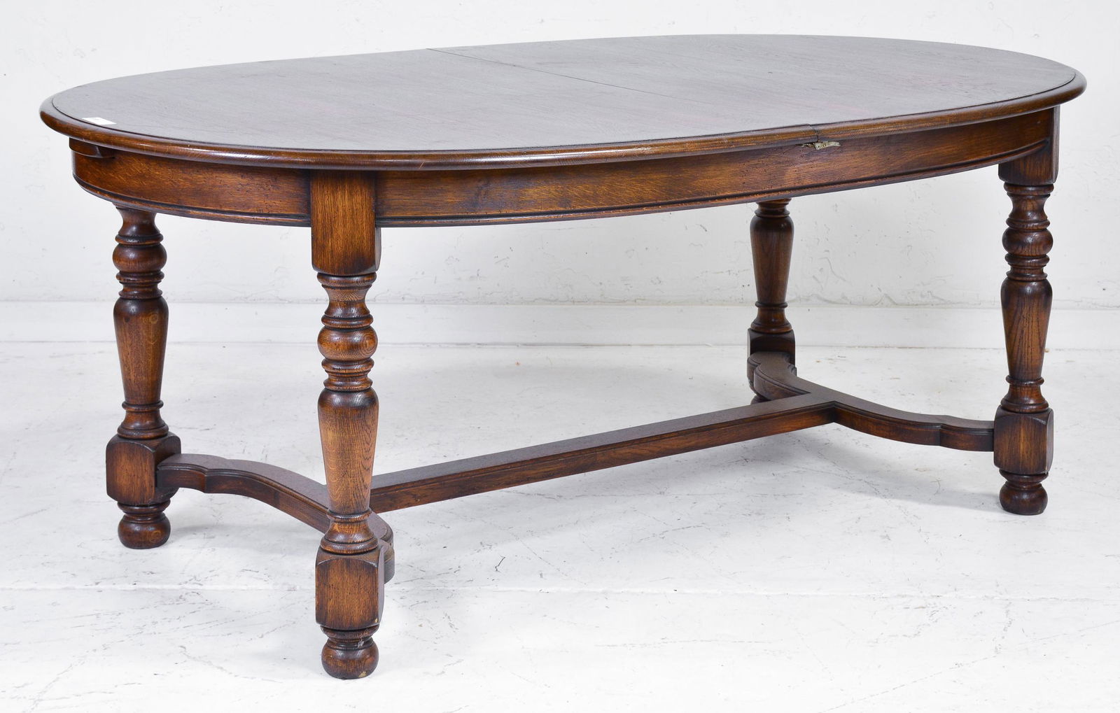 Oval Oak Dining / Writing Table With Stretcher Base (1 of 4)