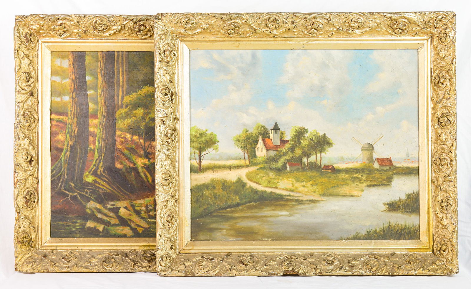 2pcs Framed Oil on Board - Landscape / Forest (1 of 6)